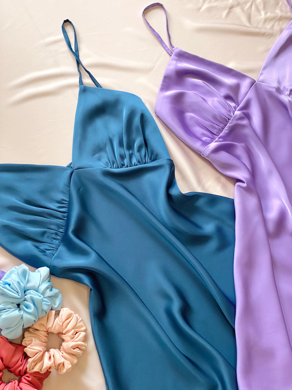 Purple Satin Slip Dress Women's Sleepwear Cami Nightgown Kevacup1