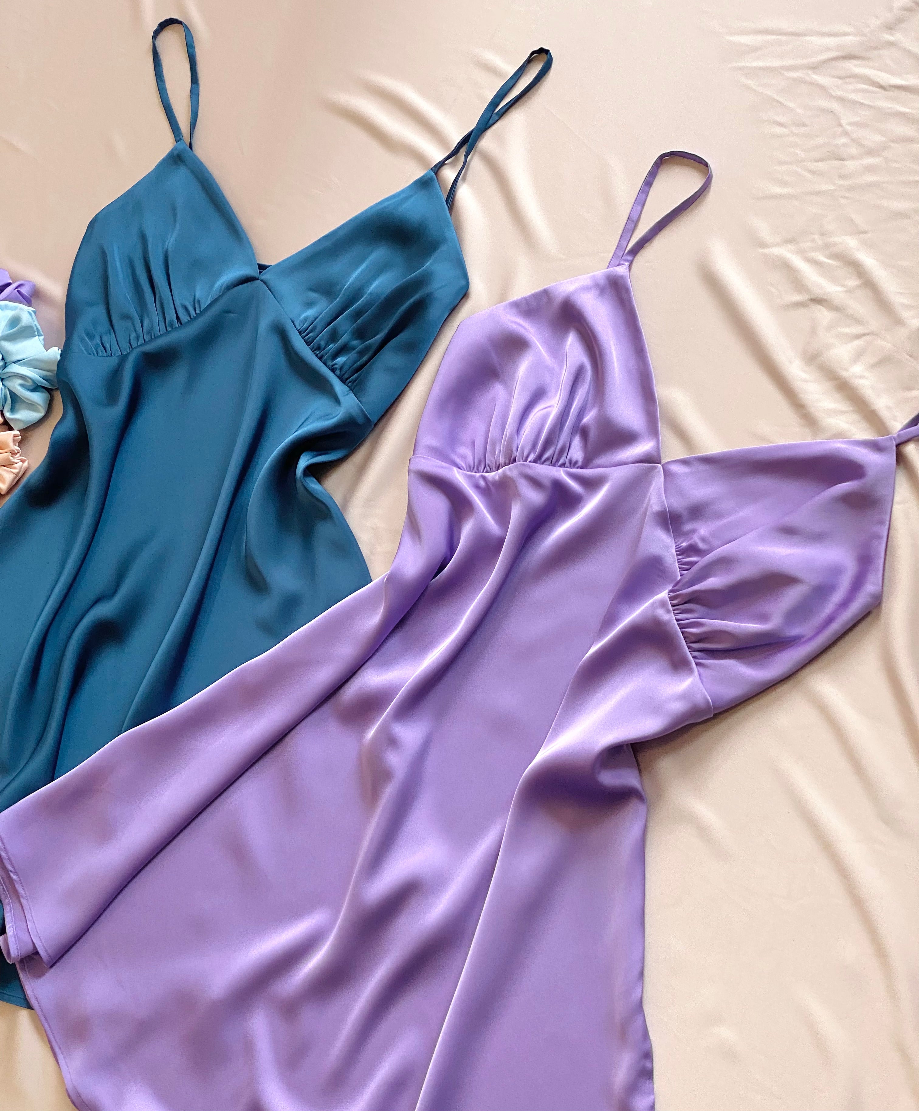 Purple Satin Slip Dress Women's Sleepwear Cami Nightgown Kevacup1