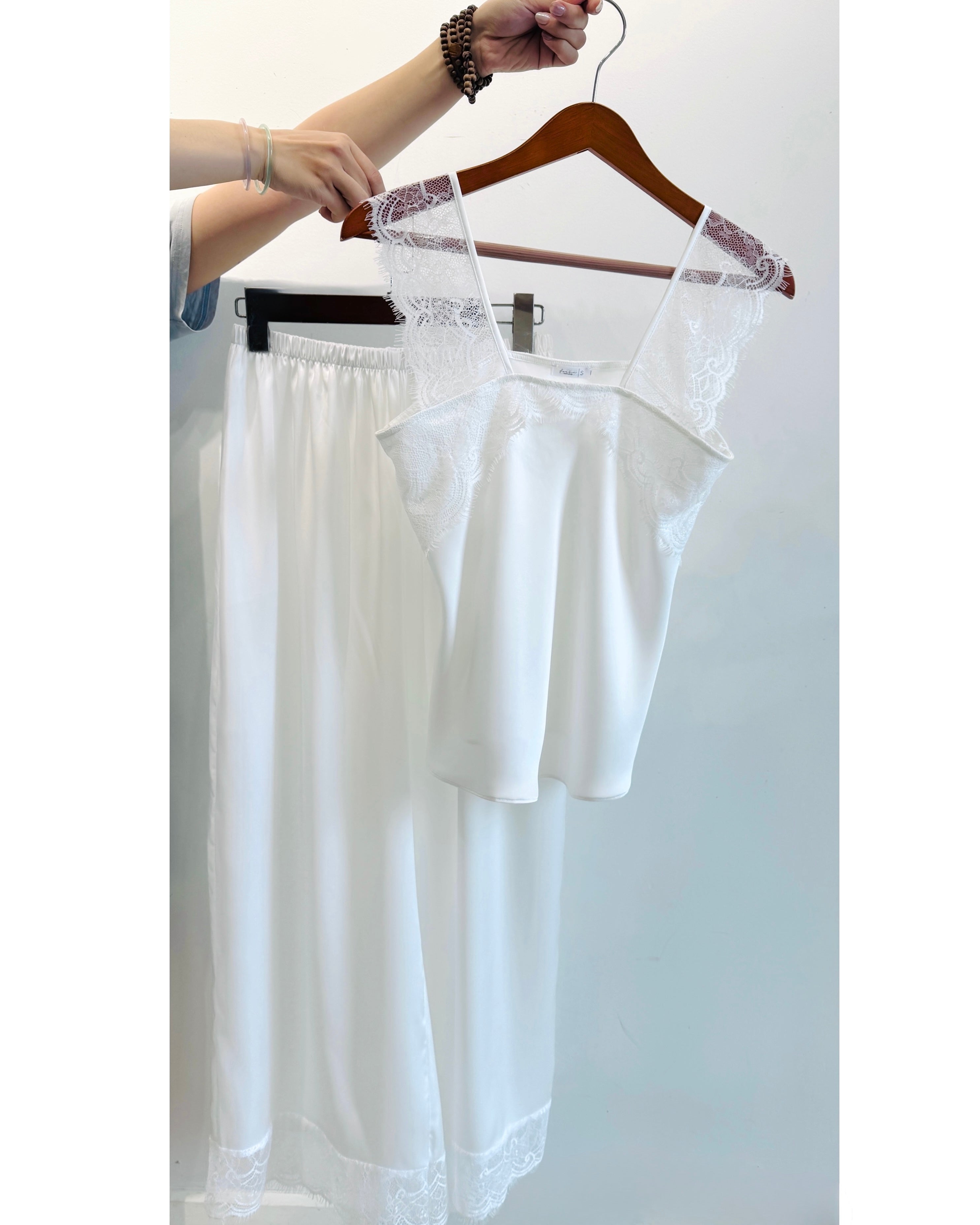 Kristal Long Pants Satin Camisole, Cute Women's Loungewear Pajama Set