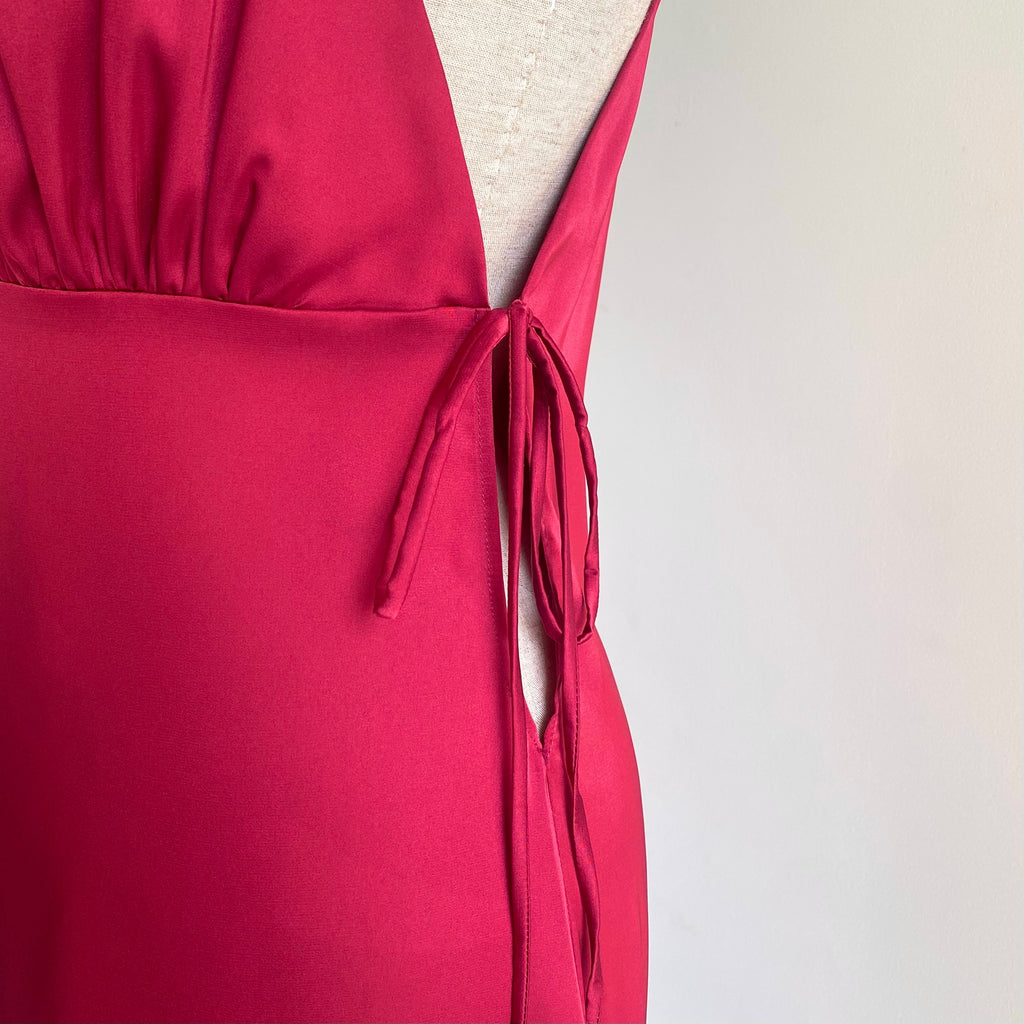 Lily Satin Slip Dress with Side Tie, Cami Nightgown, Bridesmaid Gift