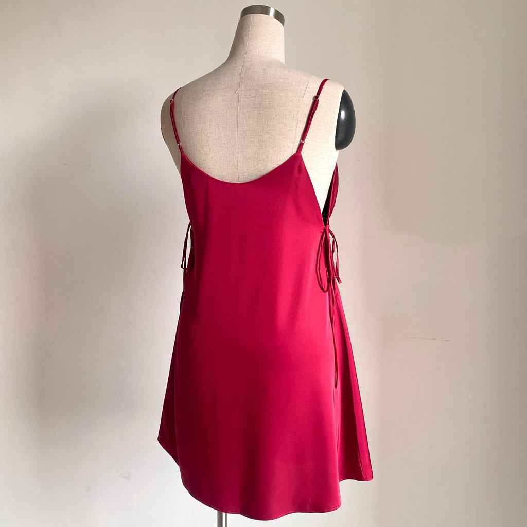 Lily Satin Slip Dress with Side Tie, Cami Nightgown, Bridesmaid Gift