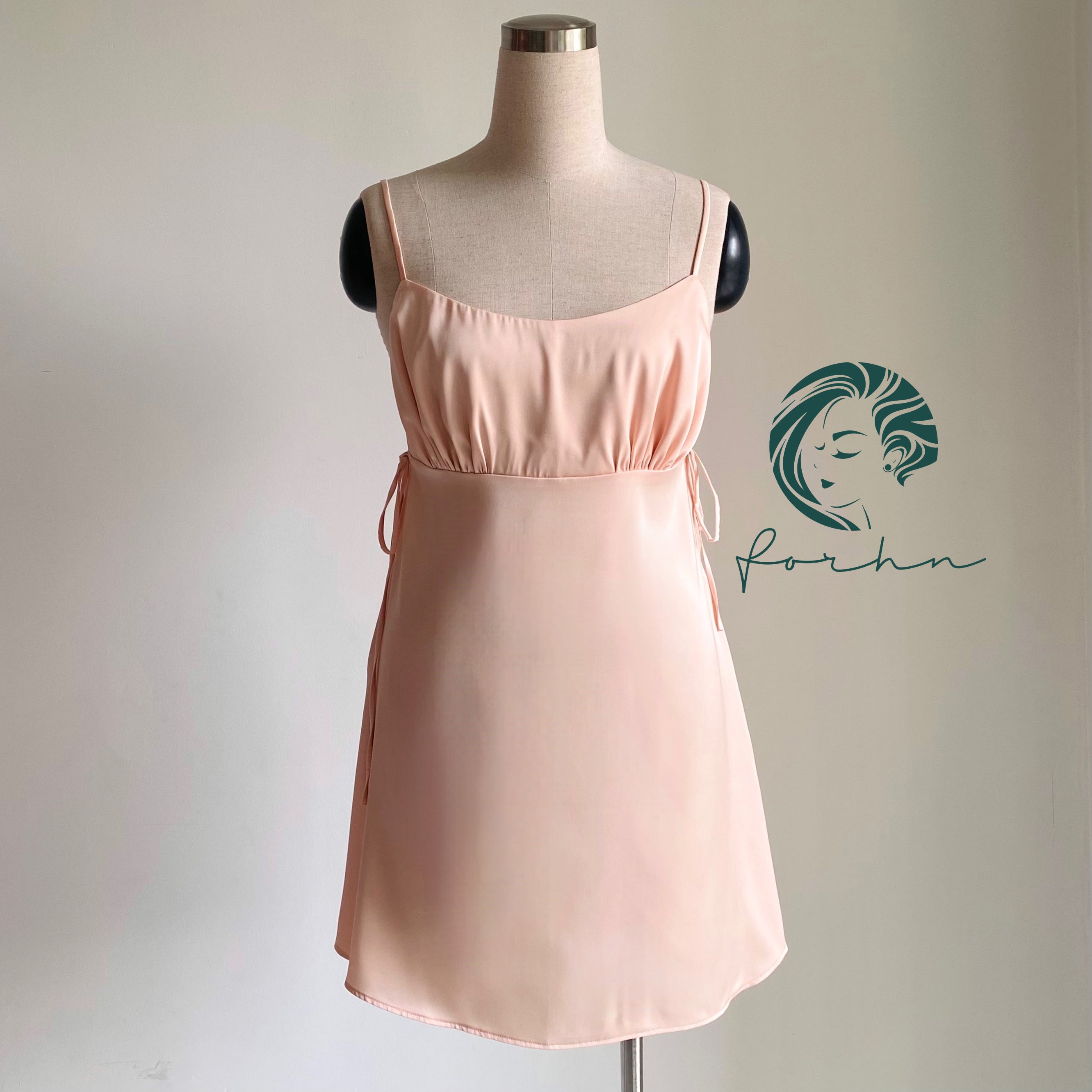 Lily Satin Slip Dress with Side Tie, Cami Nightgown, Bridesmaid Gift