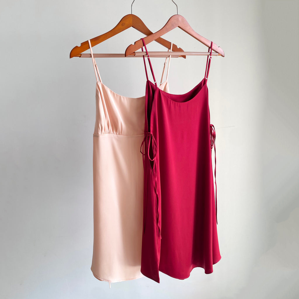 Lily Satin Slip Dress with Side Tie, Cami Nightgown, Bridesmaid Gift