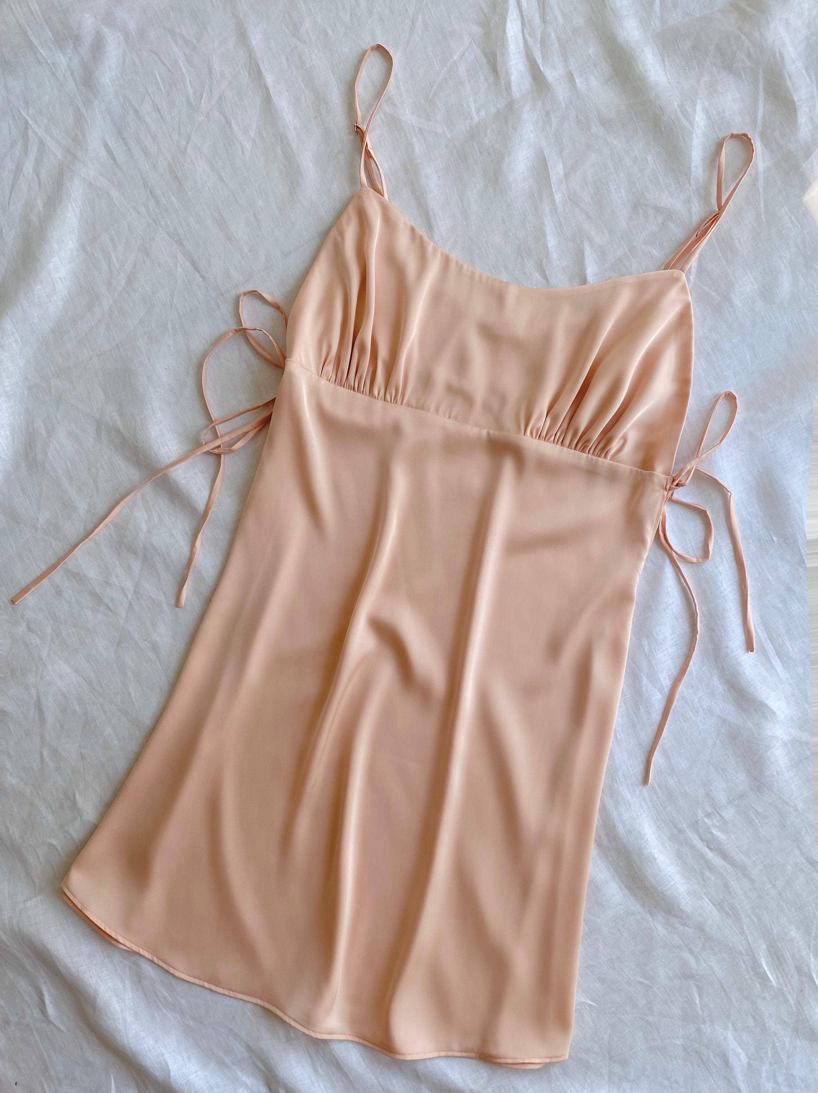 Lily Satin Slip Dress with Side Tie, Cami Nightgown, Bridesmaid Gift