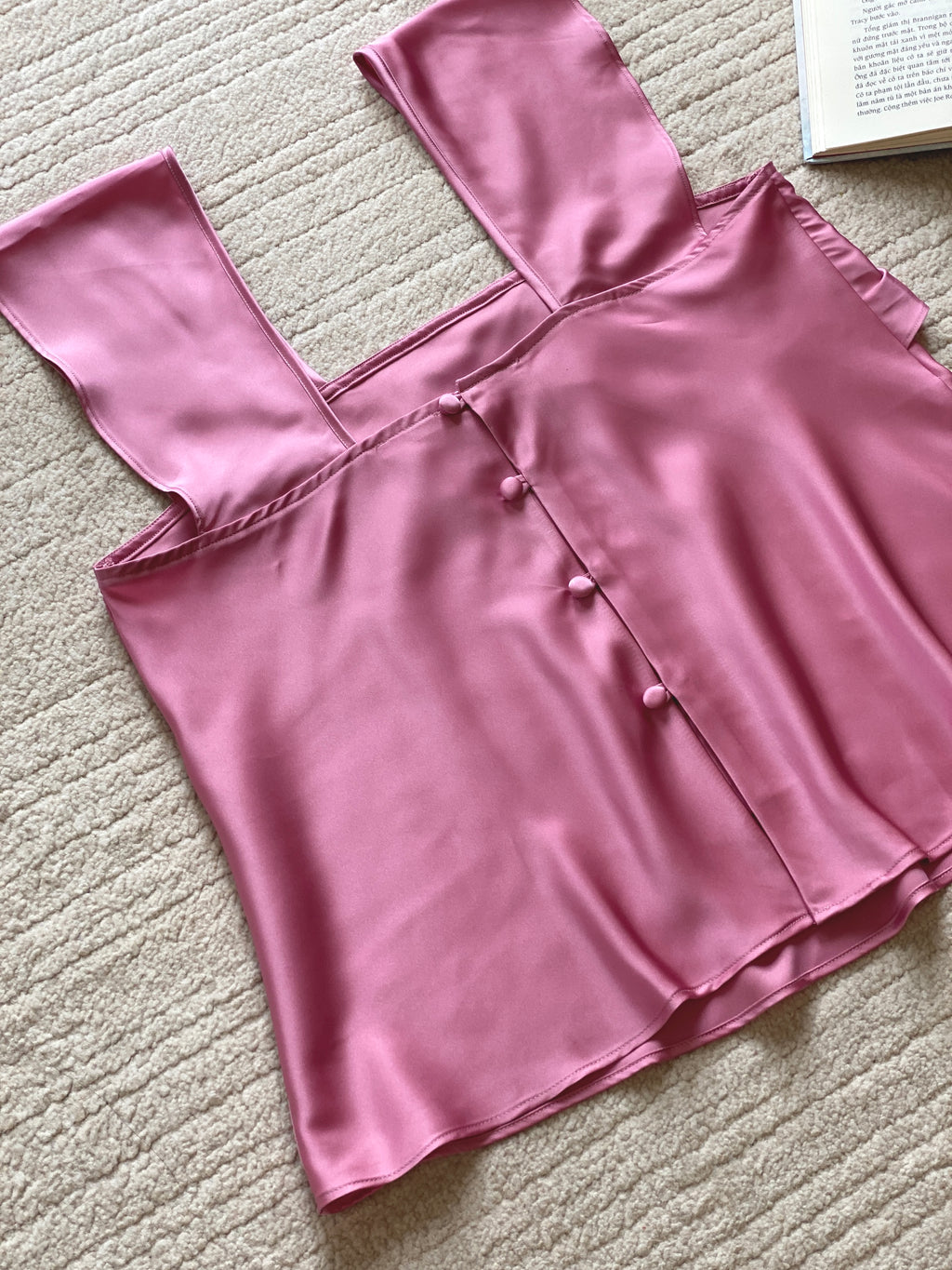 White Satin Cami & Shorts Set, Delicate Button-Back Detail, Bridesmaid & Bridal Sleepwear, Kris