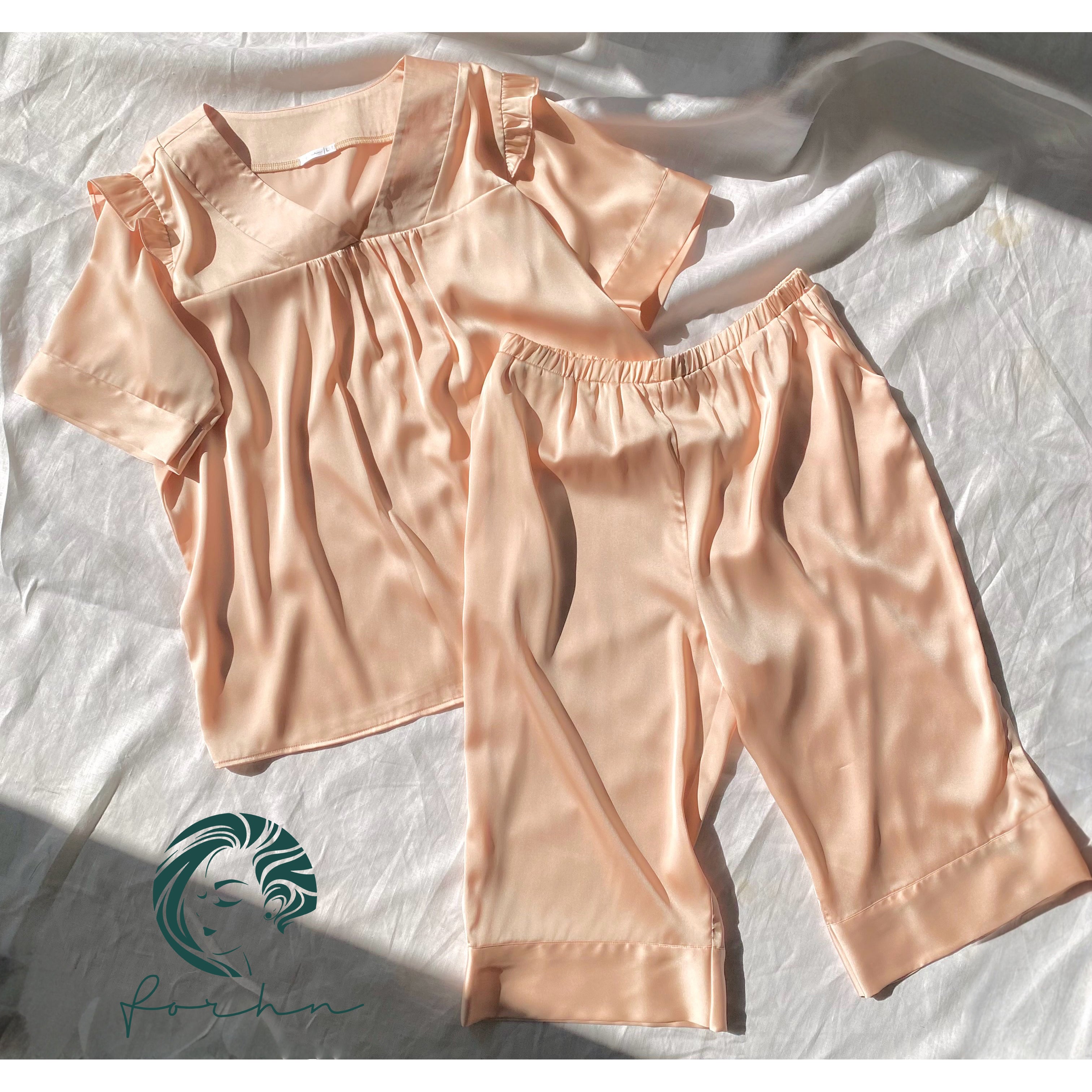 Satin Pajama Set, Long Sleeve Silky Sleepwear, Joly Set