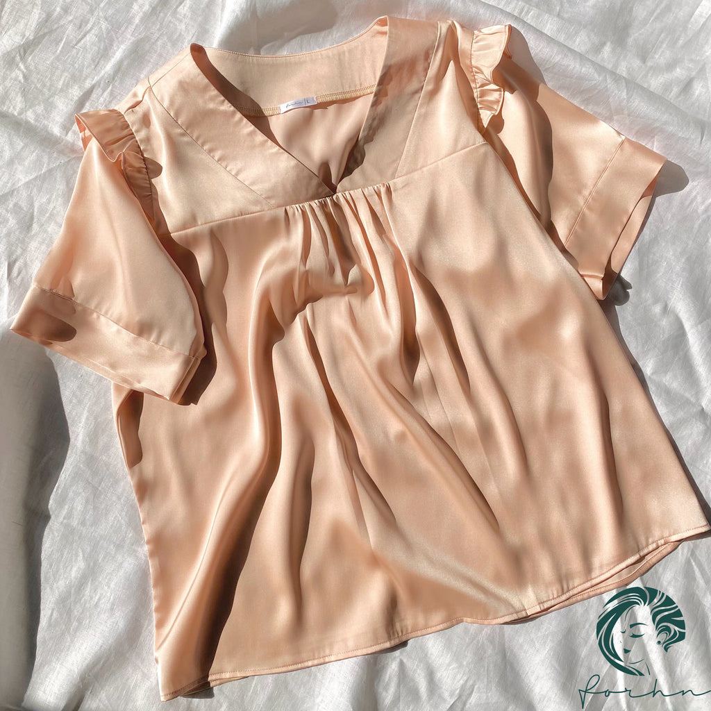 Satin Pajama Set, Long Sleeve Silky Sleepwear, Joly Set