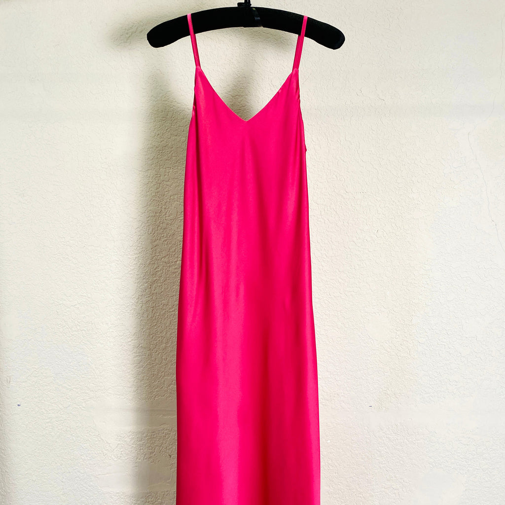 Melanie Silky Satin Maxi Slip Dress, Women Summer Cami Dress, Bridesmaid Outfit