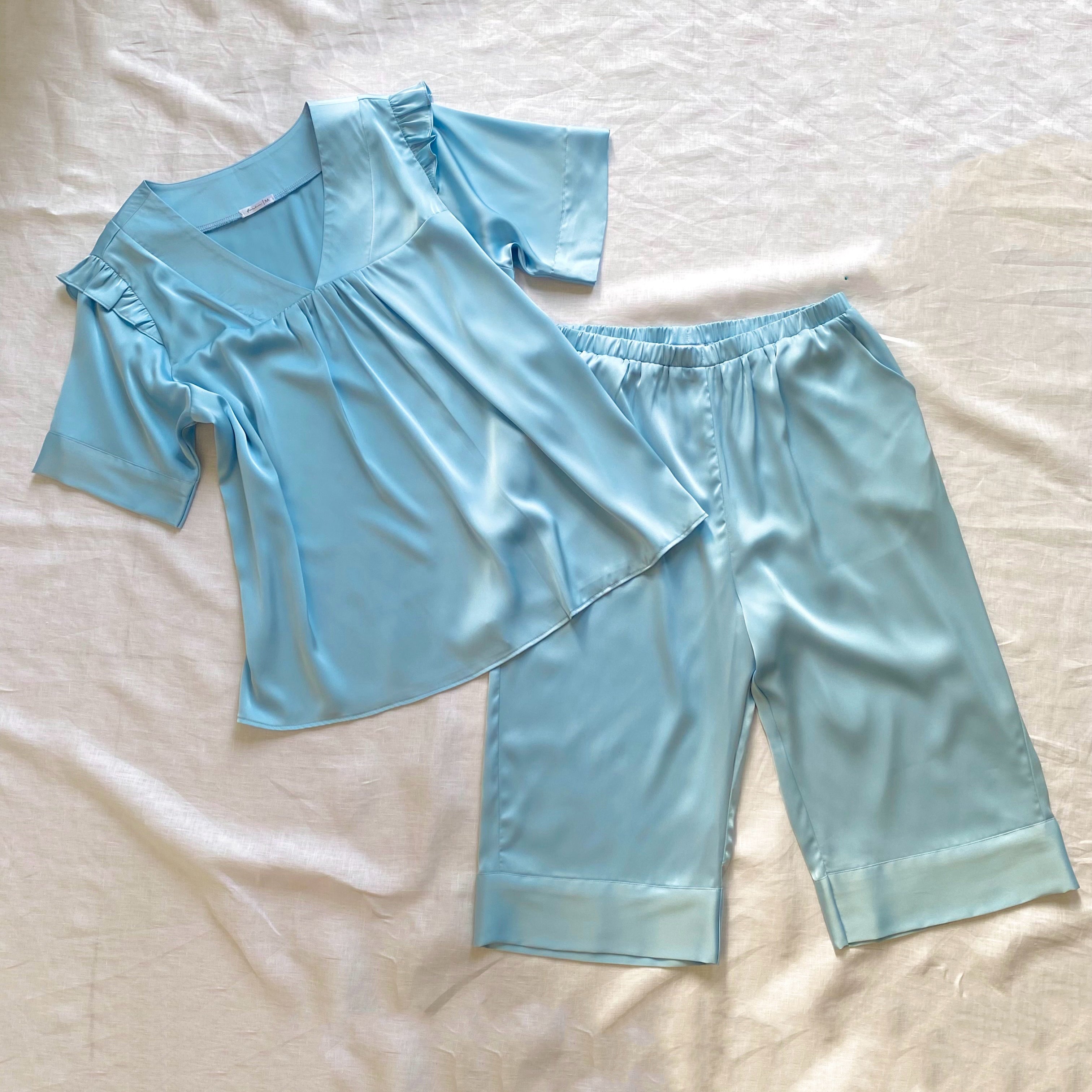 Satin Pajama Set, Long Sleeve Silky Sleepwear, Joly Set