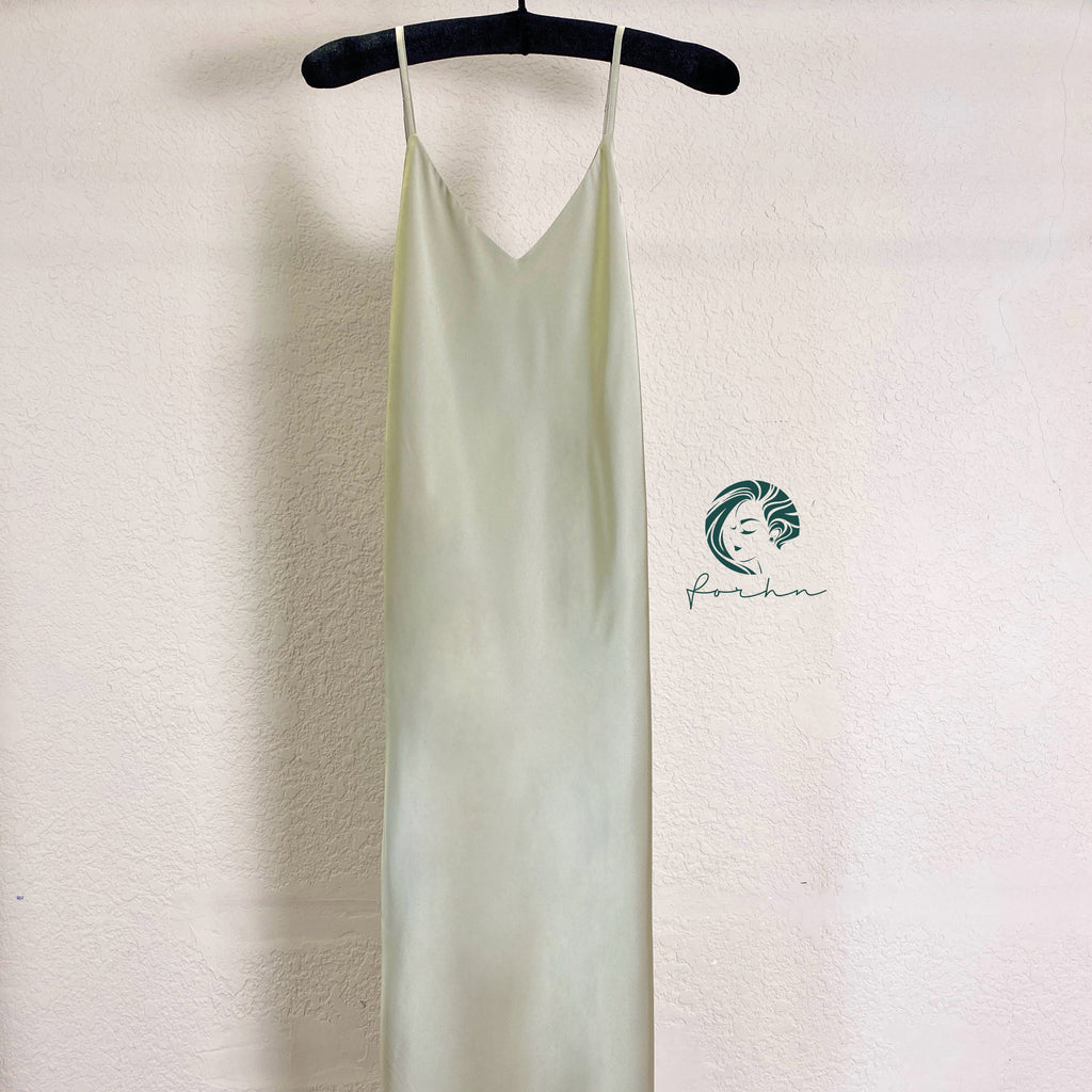 Melanie Silky Satin Maxi Slip Dress, Women Summer Cami Dress, Bridesmaid Outfit