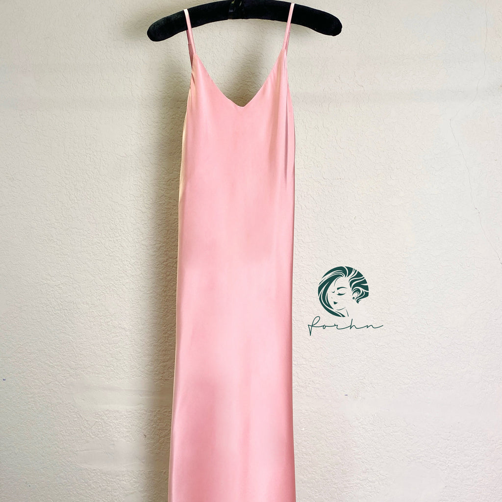 Melanie Silky Satin Maxi Slip Dress, Women Summer Cami Dress, Bridesmaid Outfit
