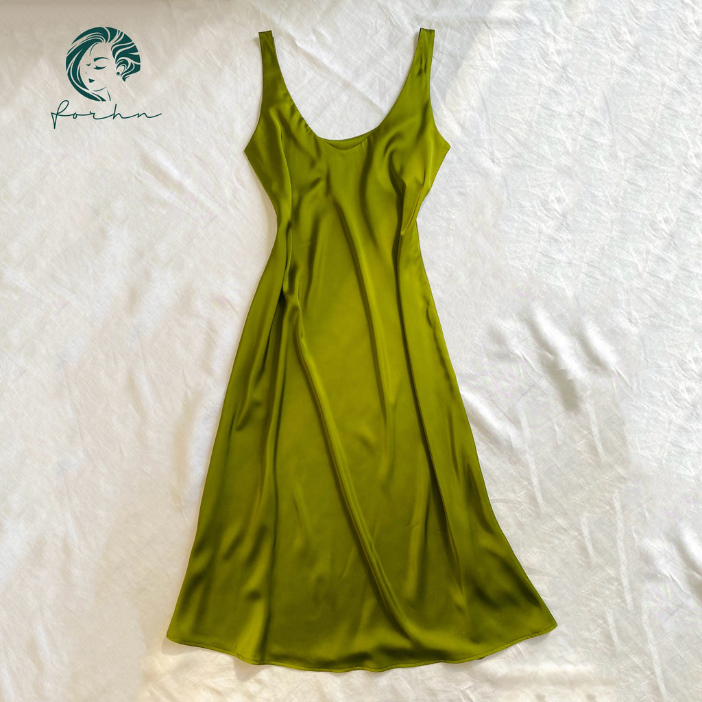 Eudora Midi Slip Dress, Scoop Neck, Bridal Party Dress
