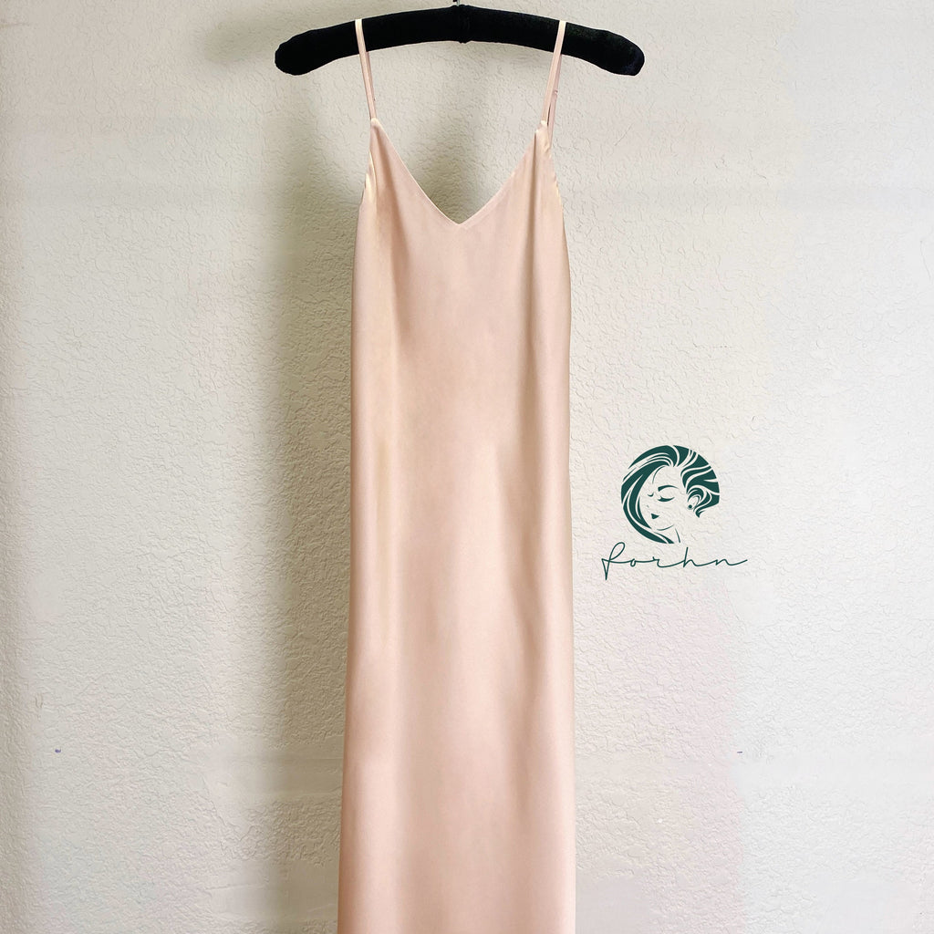 Melanie Silky Satin Maxi Slip Dress, Women Summer Cami Dress, Bridesmaid Outfit