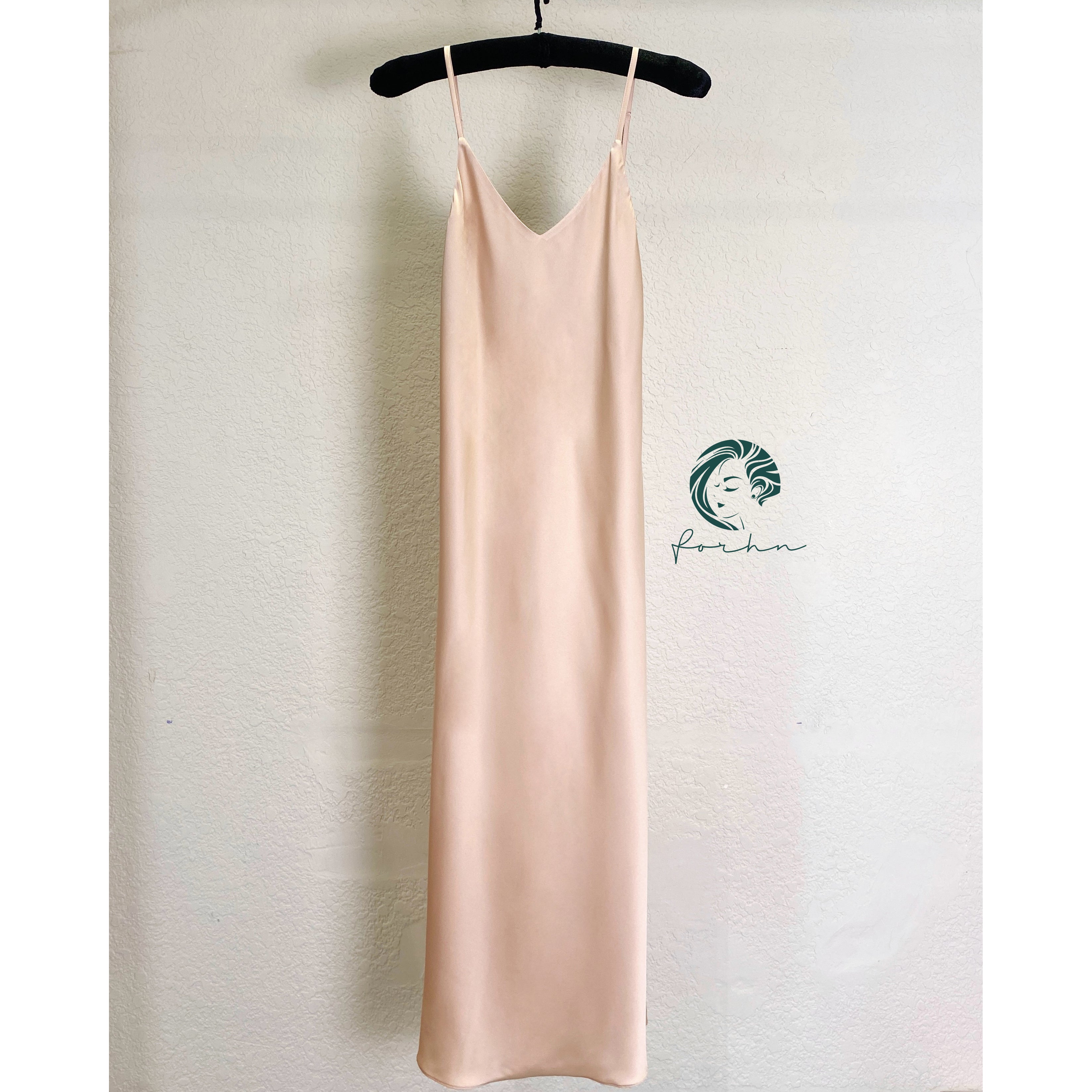 Melanie Silky Satin Maxi Slip Dress, Women Summer Cami Dress, Bridesmaid Outfit