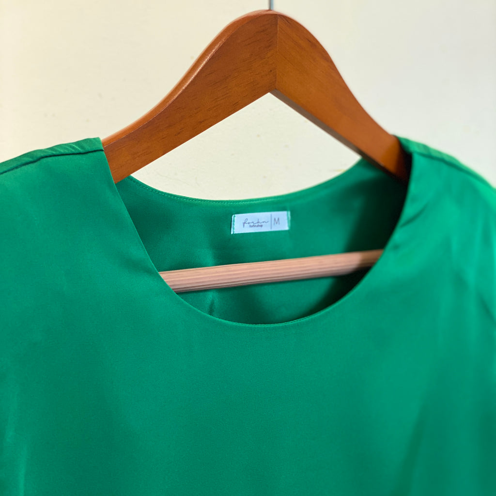 Round-Neck Top, Satin Blouse, Office Outfit, Candice