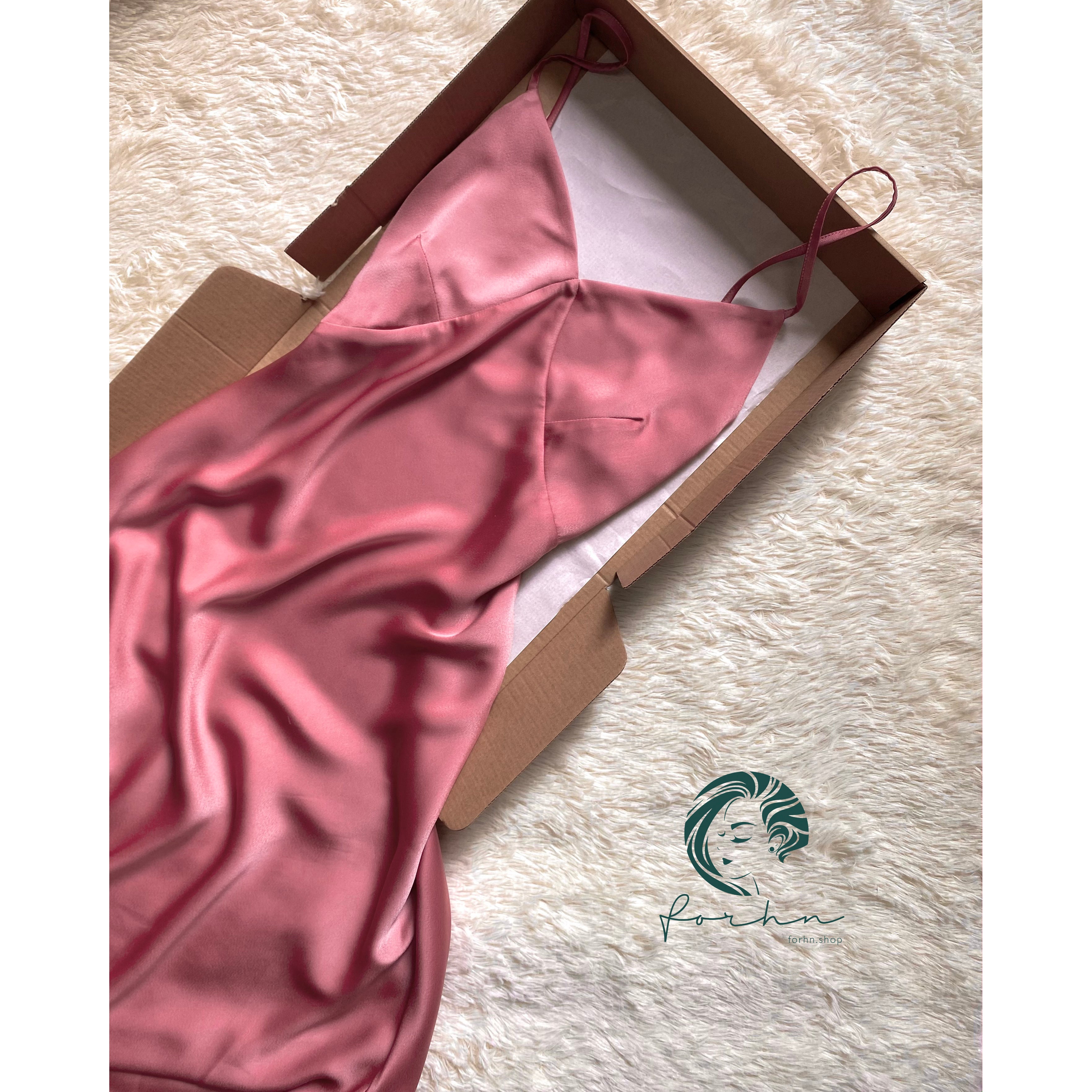 Pandora Heavy Silky Maxi Dress, Satin Long Slip Dress
