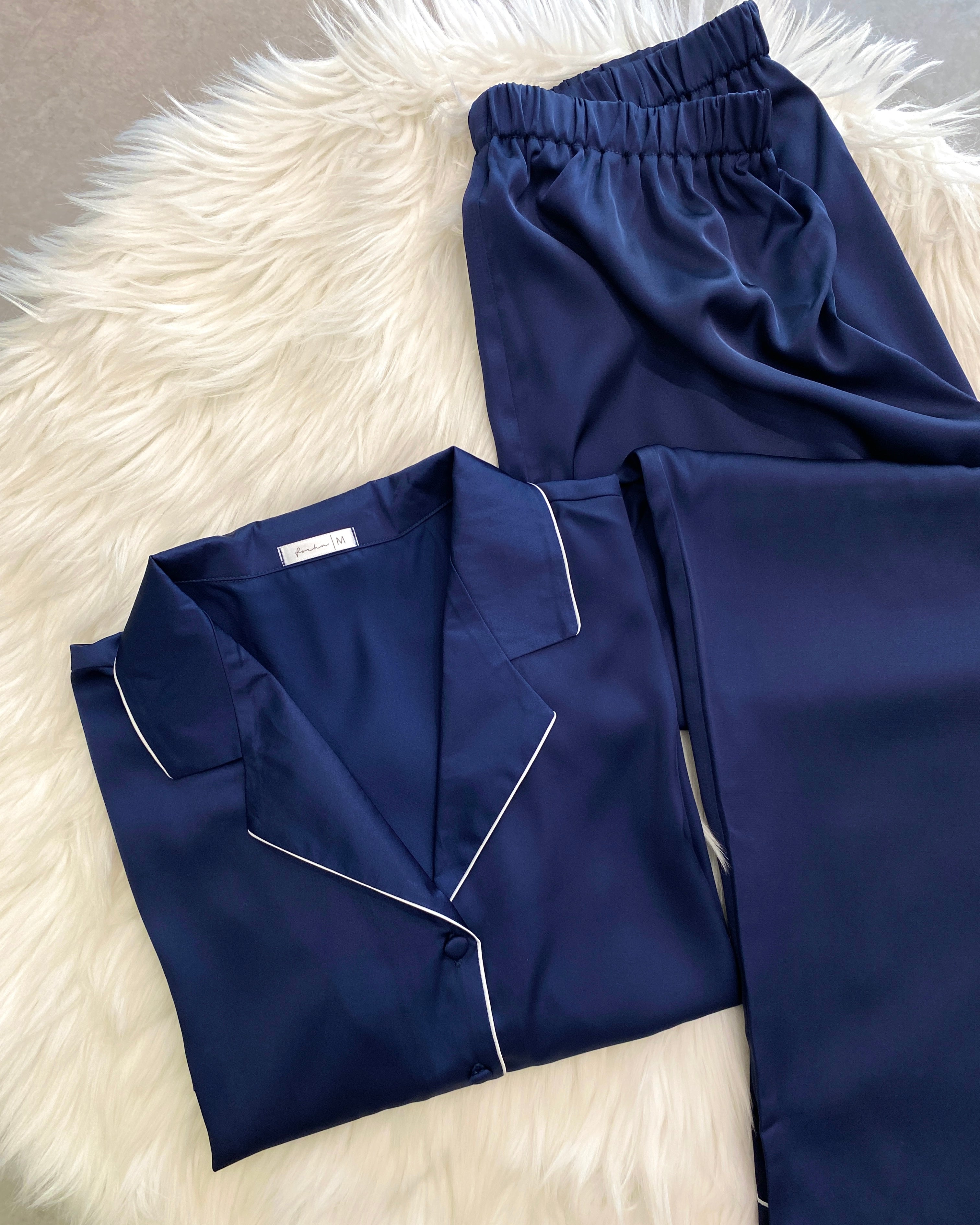 White Satin Pajama Set, Long Sleeve Bridal PJs NUTBOC
