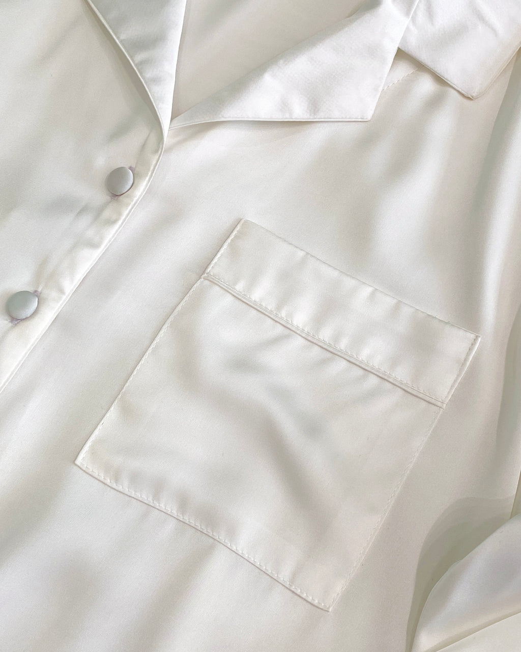 White Satin Pajama Set, Long Sleeve Bridal PJs NUTBOC