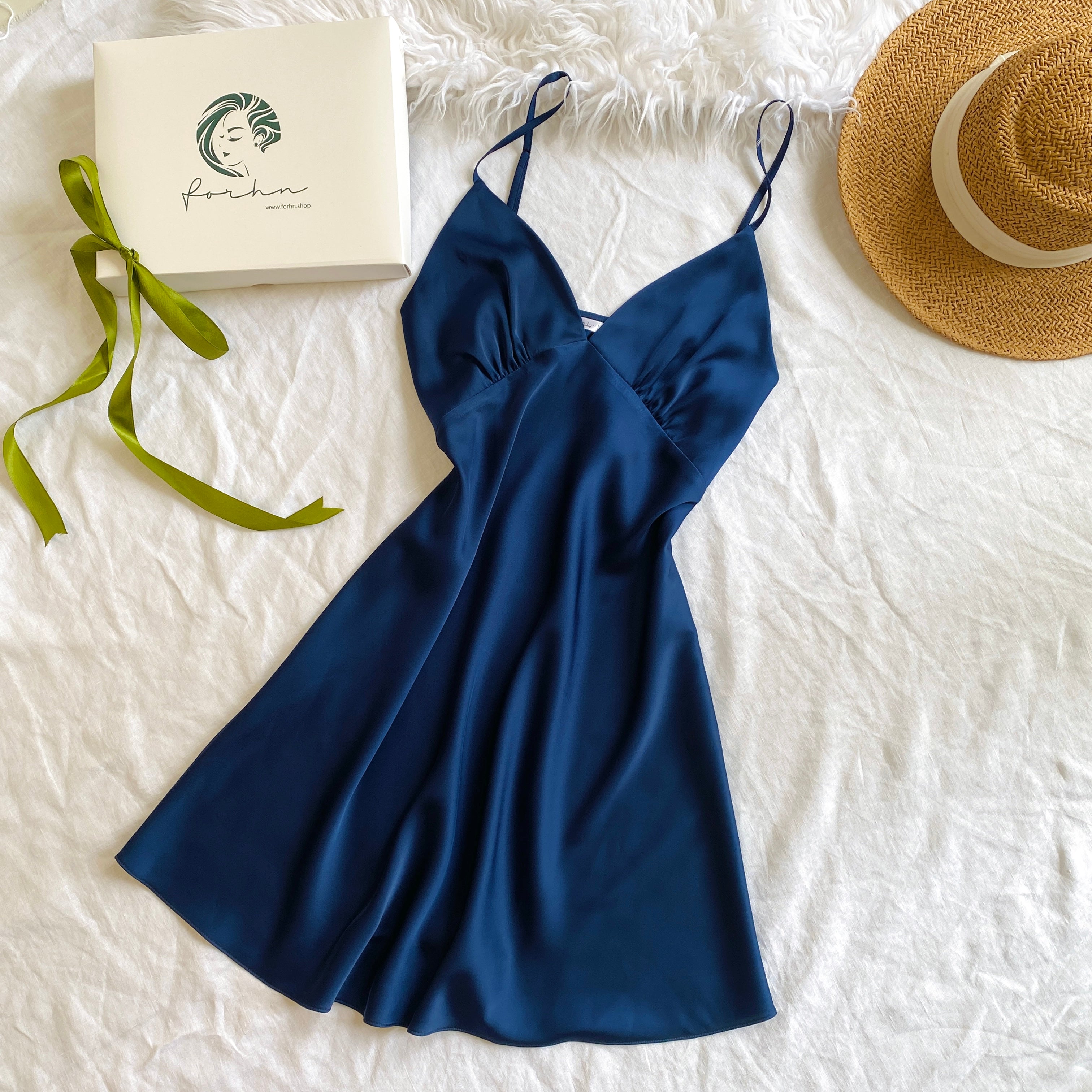 Satin Slip Dress Cami Nightgown Bridesmaid Gift Women's Sleepwear Kevacup1