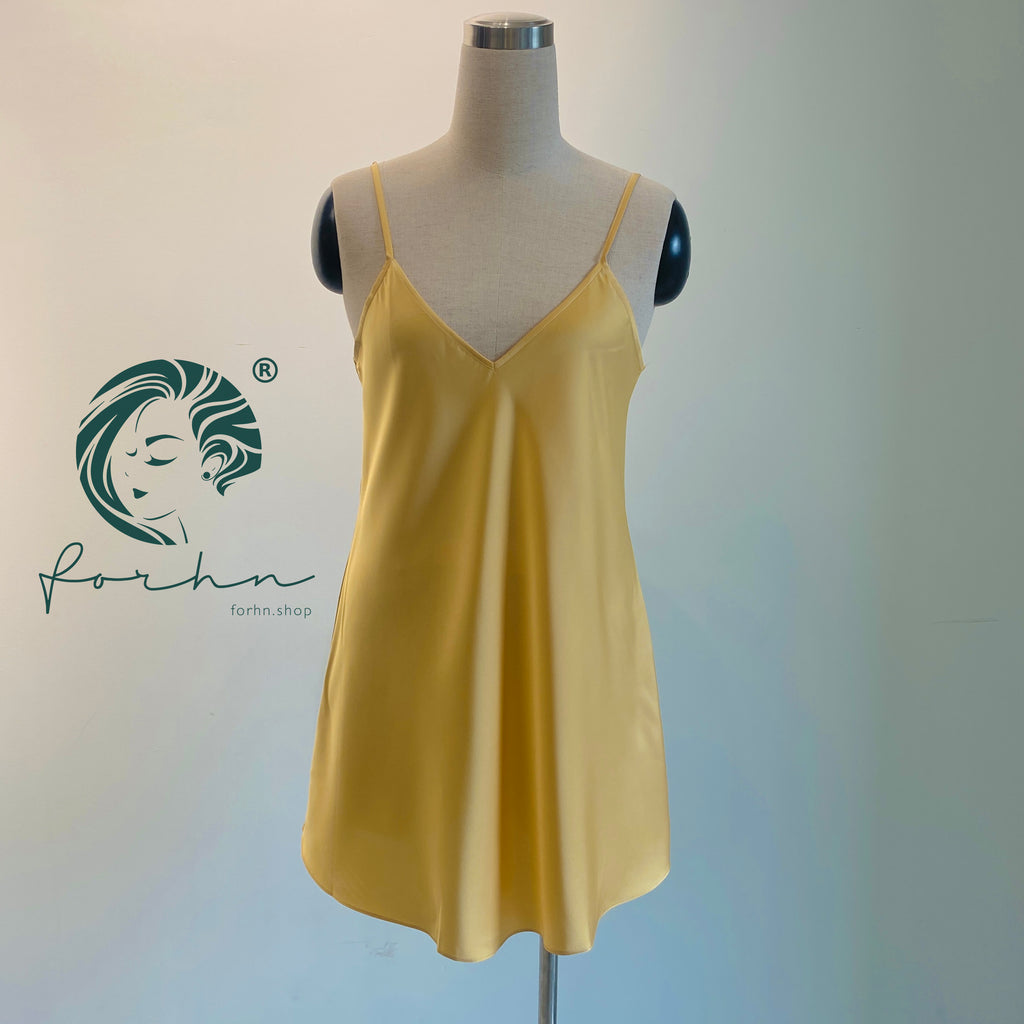 Dark Blue Satin Slip Dress Cami Nightgown Women's Silky Sleepwear Gift For Her JOIE
