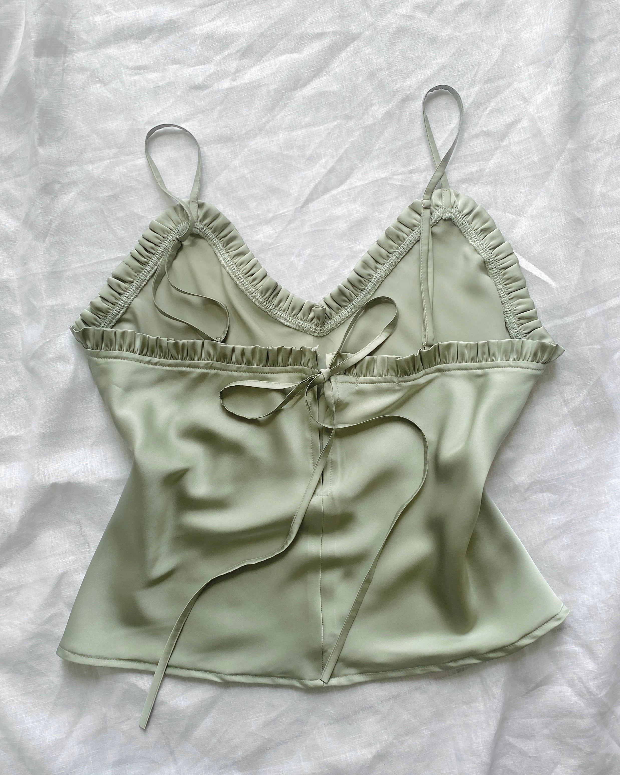 Satin Camisole Set: White, Olive Green, SANA Set