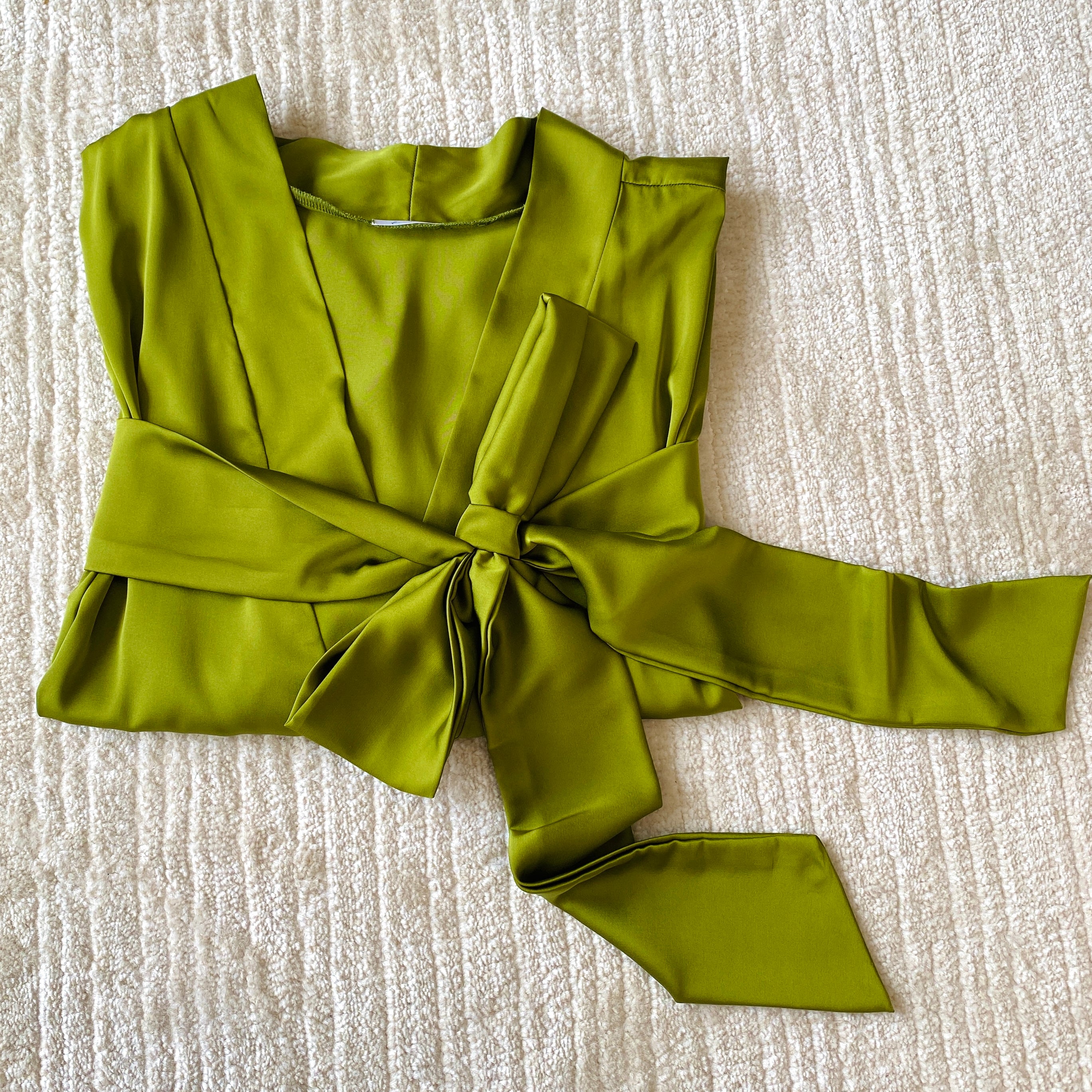 Grass Green Satin Robe| Long Silky Slip Dress Women's Kimono | Gift For Bride & Bridesmaid