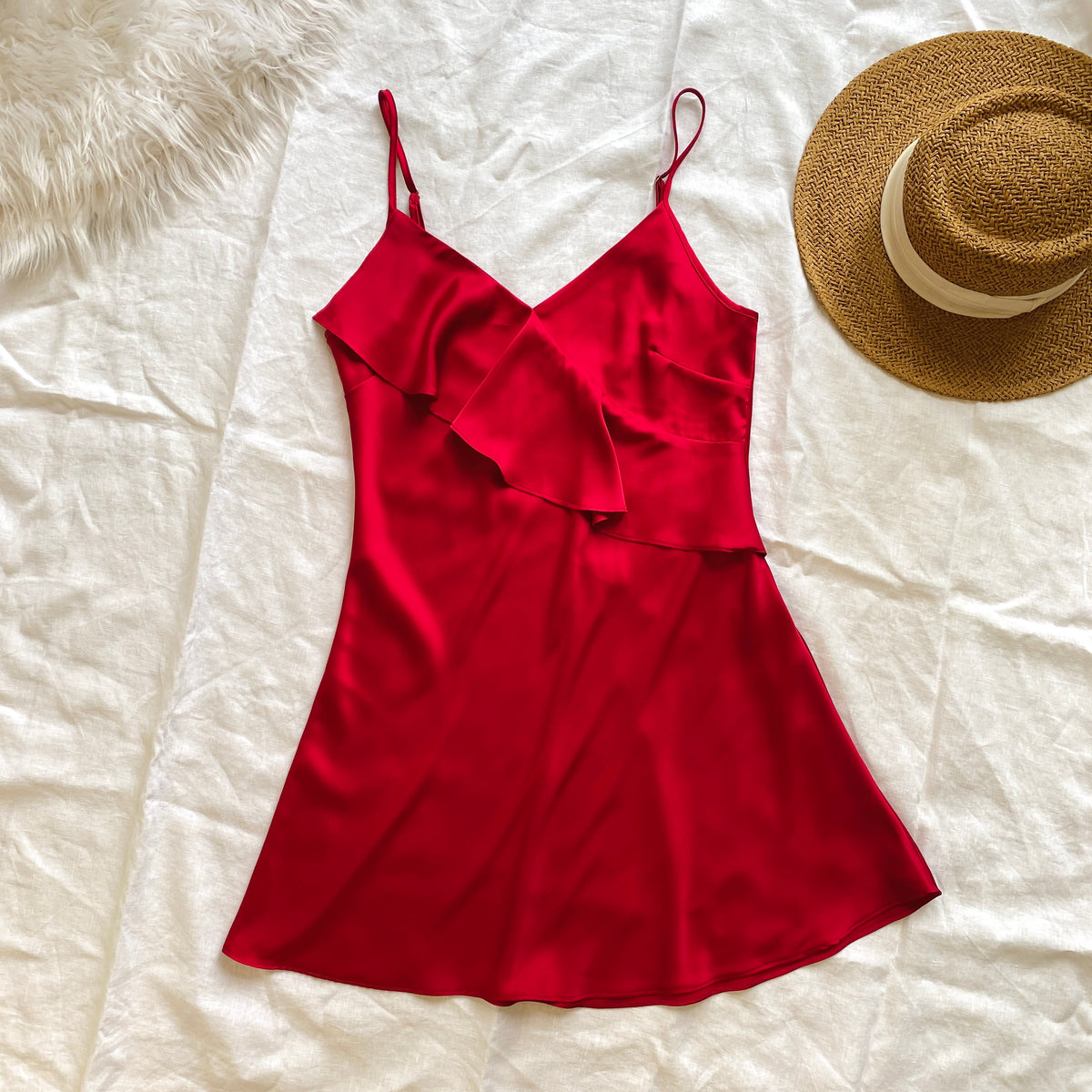 Satin Ruffle Slip Dress & Robe Set, Romantic Nightdress, MEGAN