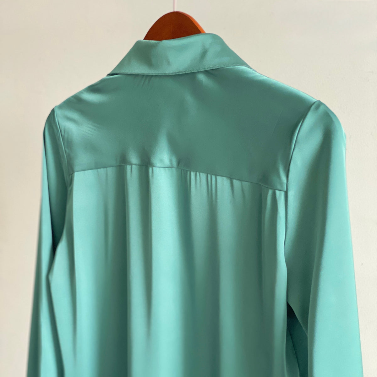 Satin Blouse in Violet, Mint Green, Long Sleeve Shirt, Office Workwear, Kami
