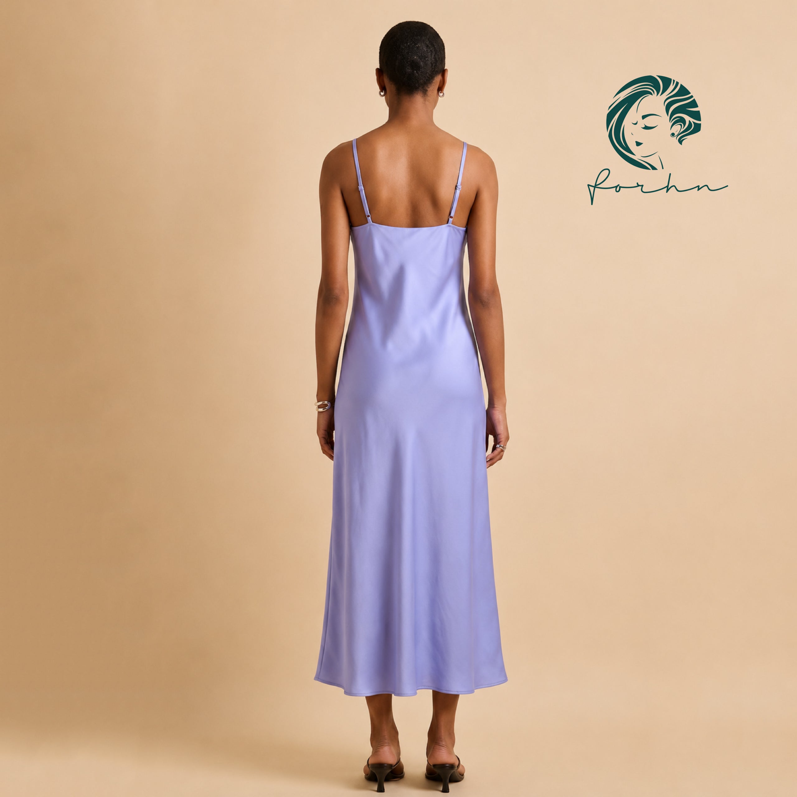 Lavender Satin Maxi Slip Dress, V Neck Maxi Nightgown, Vacation Outfit For Women, Luna Dress