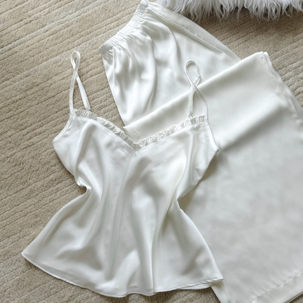 Satin Cami Long Pants Set Women, Bridal Sleepwear, Loungewear Pajama Set MixJulie