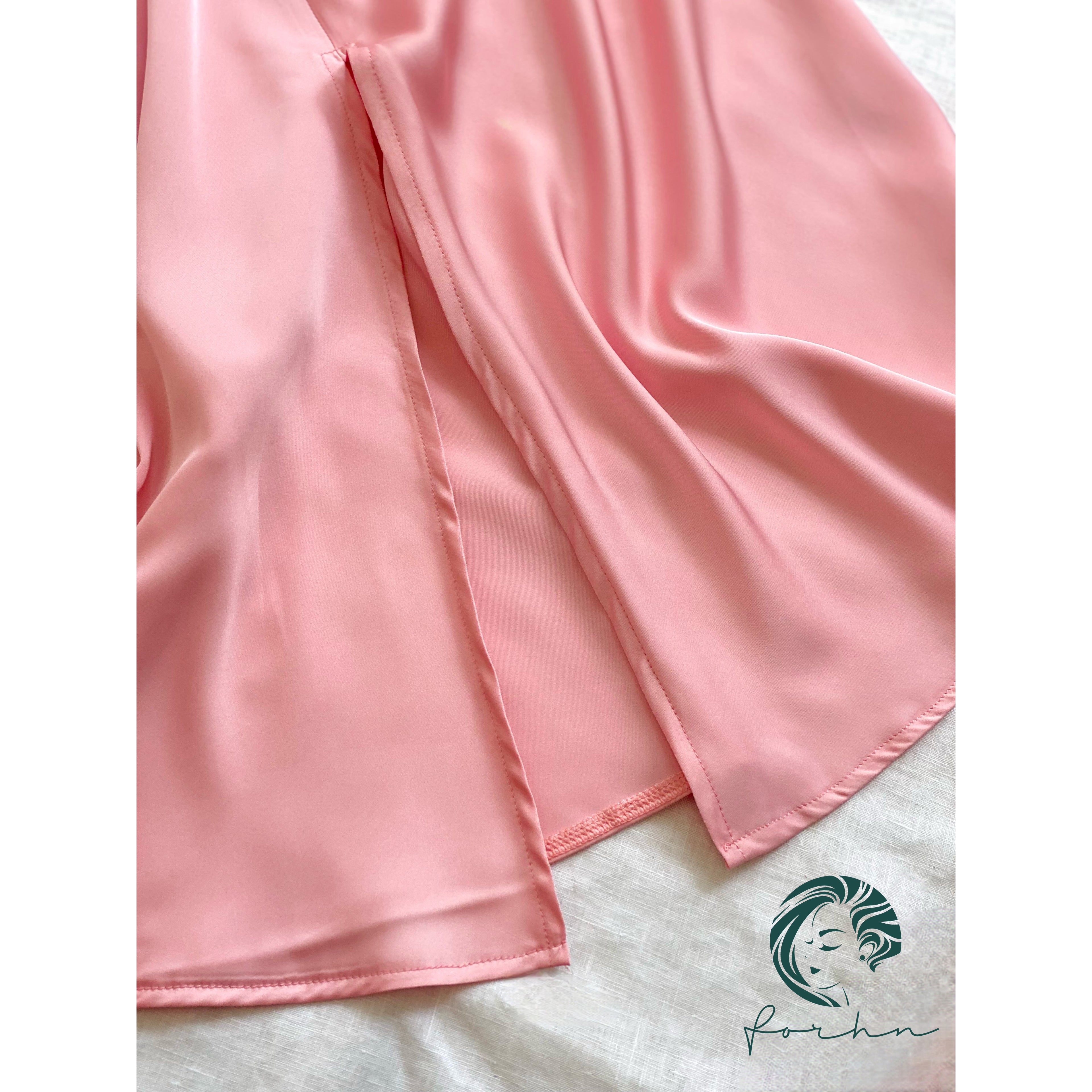 Satin Slip Midi Dress, Cowl Neck Cami Dress in Pink, Apricot, Light-blue, Ladonna