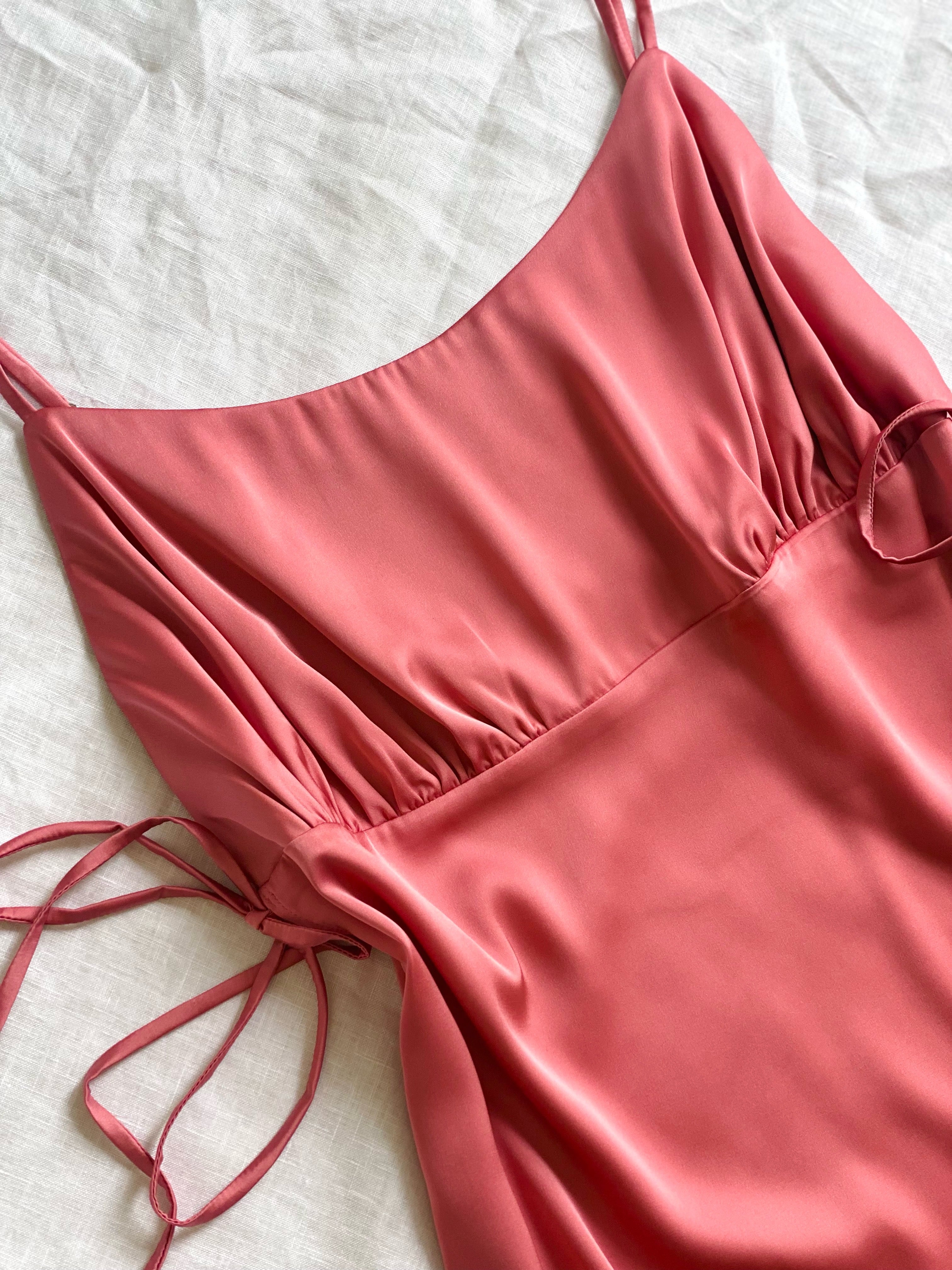 Lily Satin Slip Dress with Side Tie, Cami Nightgown, Bridesmaid Gift