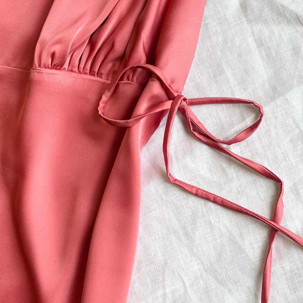 Lily Satin Slip Dress with Side Tie, Cami Nightgown, Bridesmaid Gift
