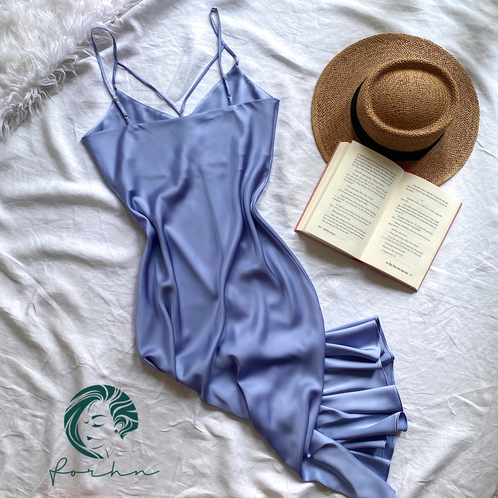 Lavender Satin Maxi Slip Dress, V Neck Maxi Nightgown, Vacation Outfit For Women, Luna Dress