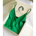 Silky V Neck Nightgown, Side Slit Slip Dress, Summer Nightdress in custom colors, Emerald