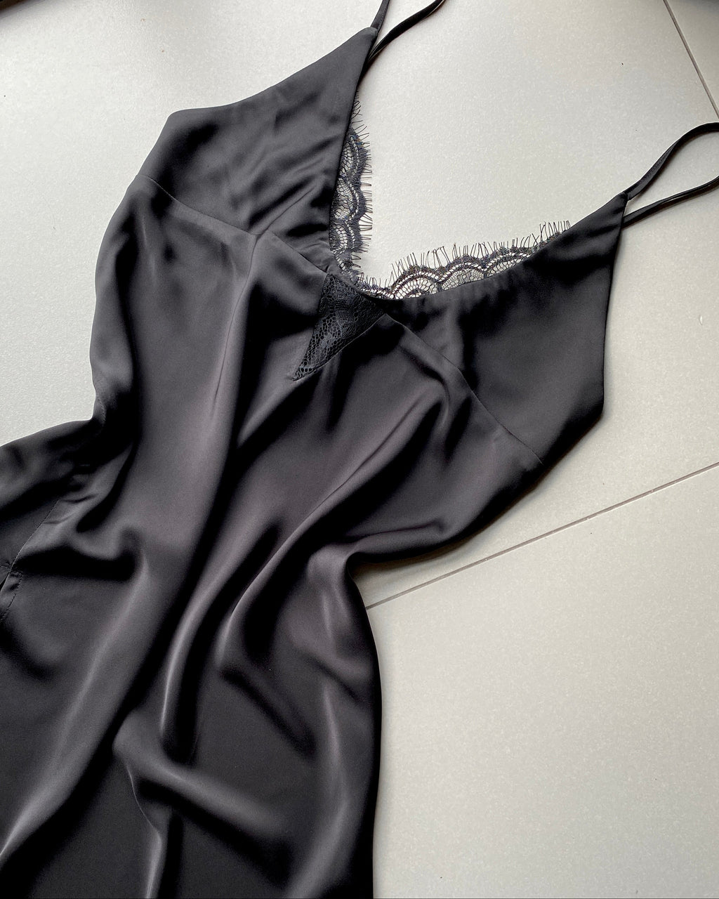 Lace Trim Silky Satin Slip Dress in Beige, White, Red, Romantic Nightgown, Bridal Lingerie, MISO
