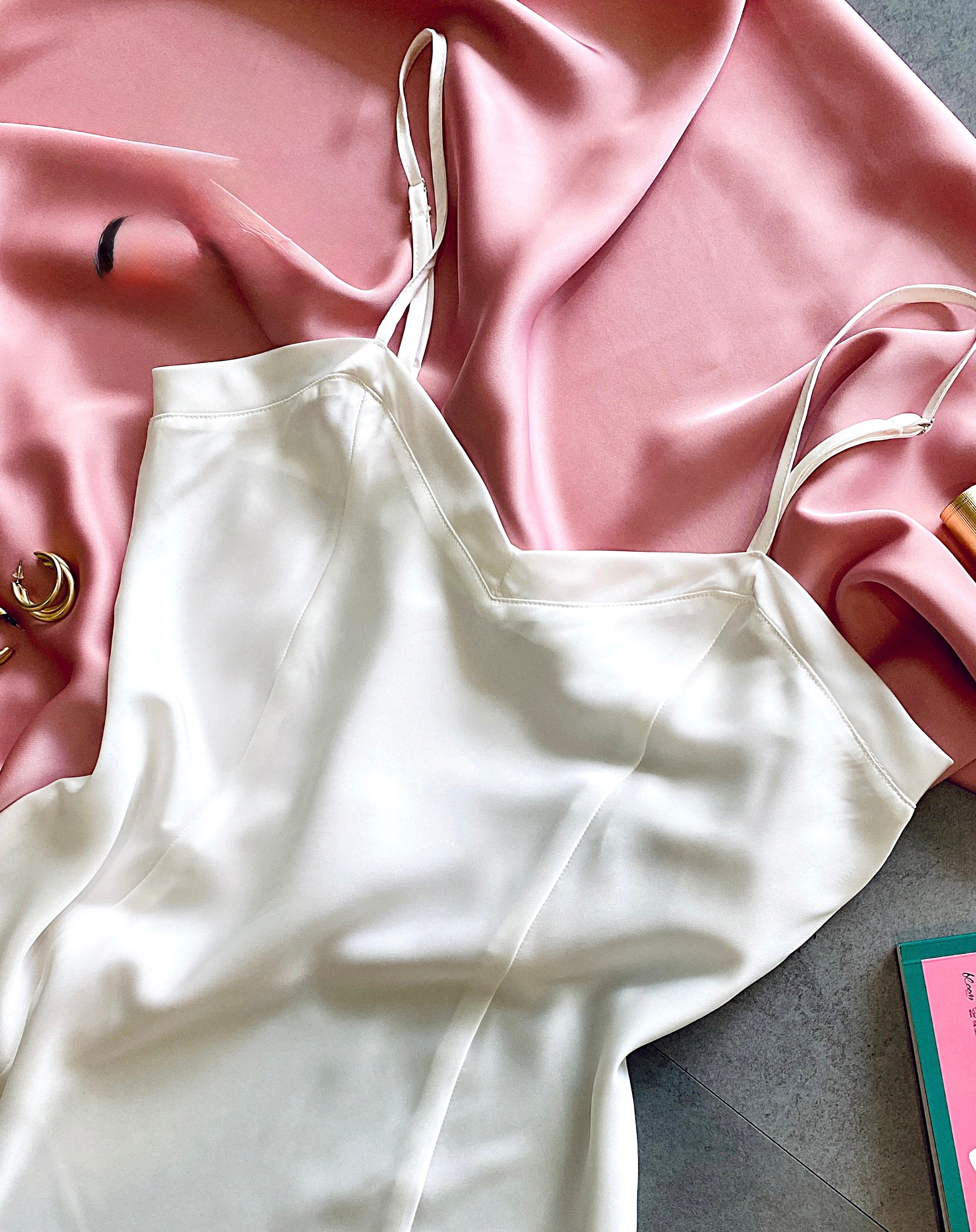 White Satin Slip Dress, Bridal Nightdress, Bridesmaid Gift, Honeymoon Sleepwear MERCY Dress