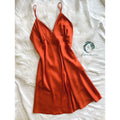 Burnt Orange Satin Slip Dress Cami Nightdress Kevacup1