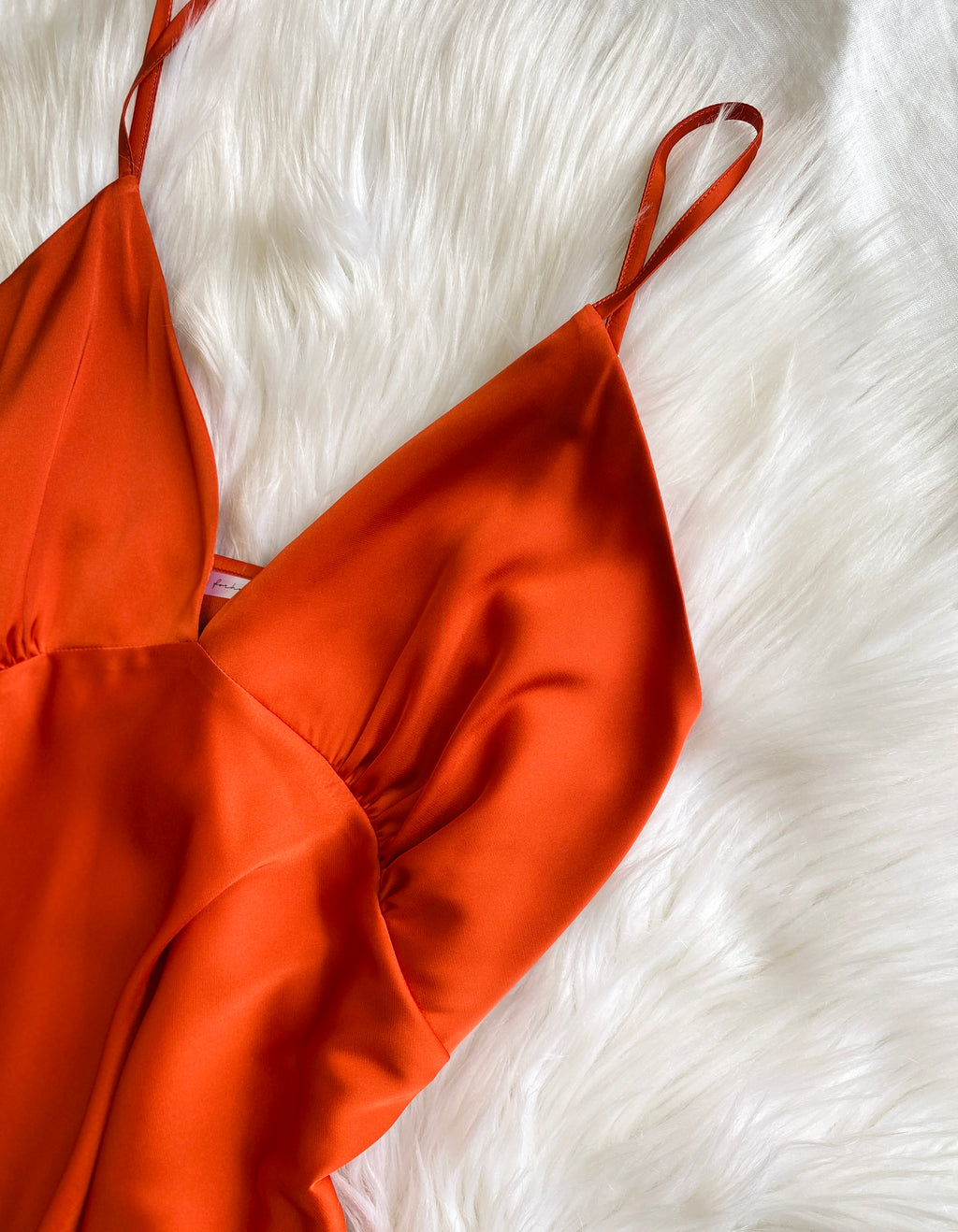 Burnt Orange Satin Slip Dress Cami Nightdress Kevacup1