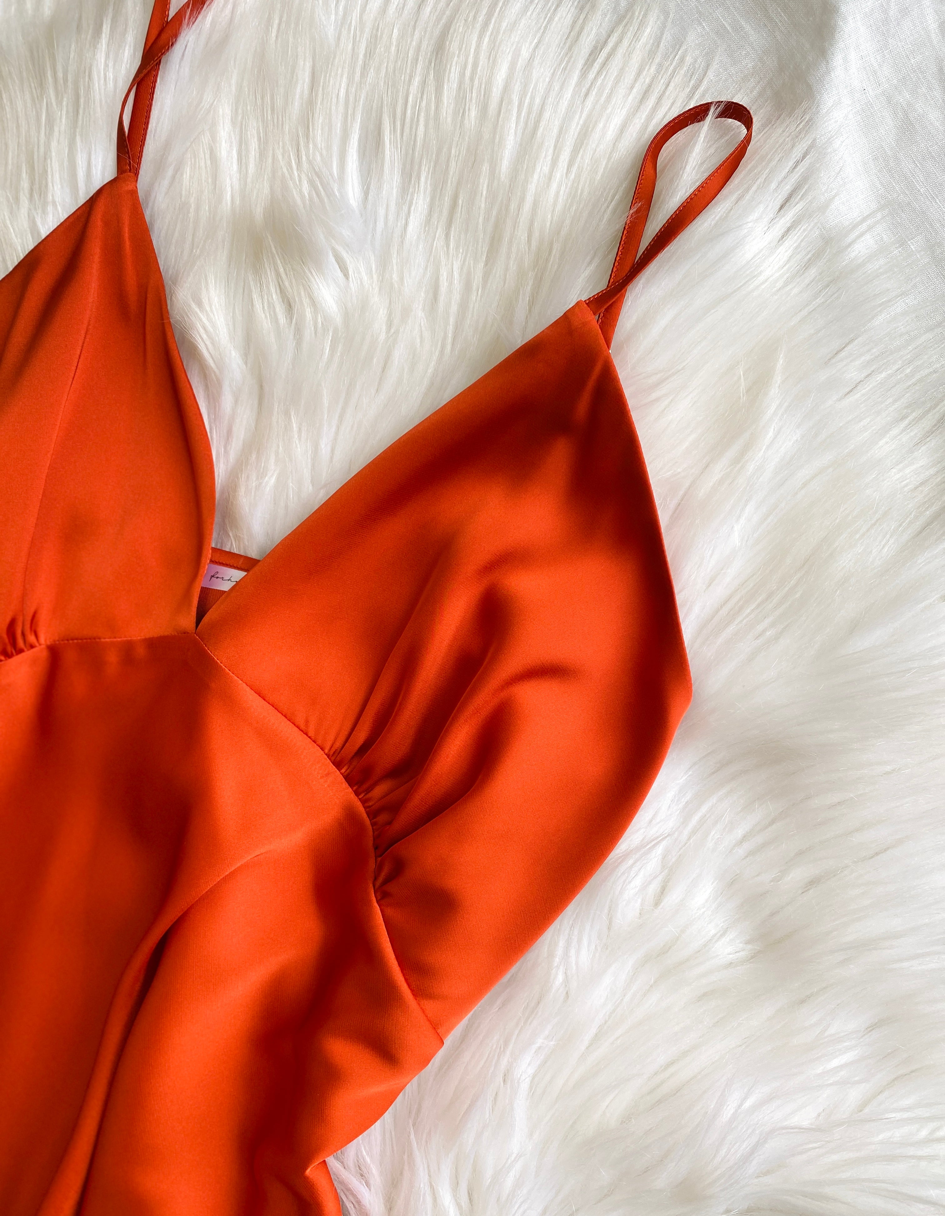 Burnt Orange Satin Slip Dress Cami Nightdress Kevacup1