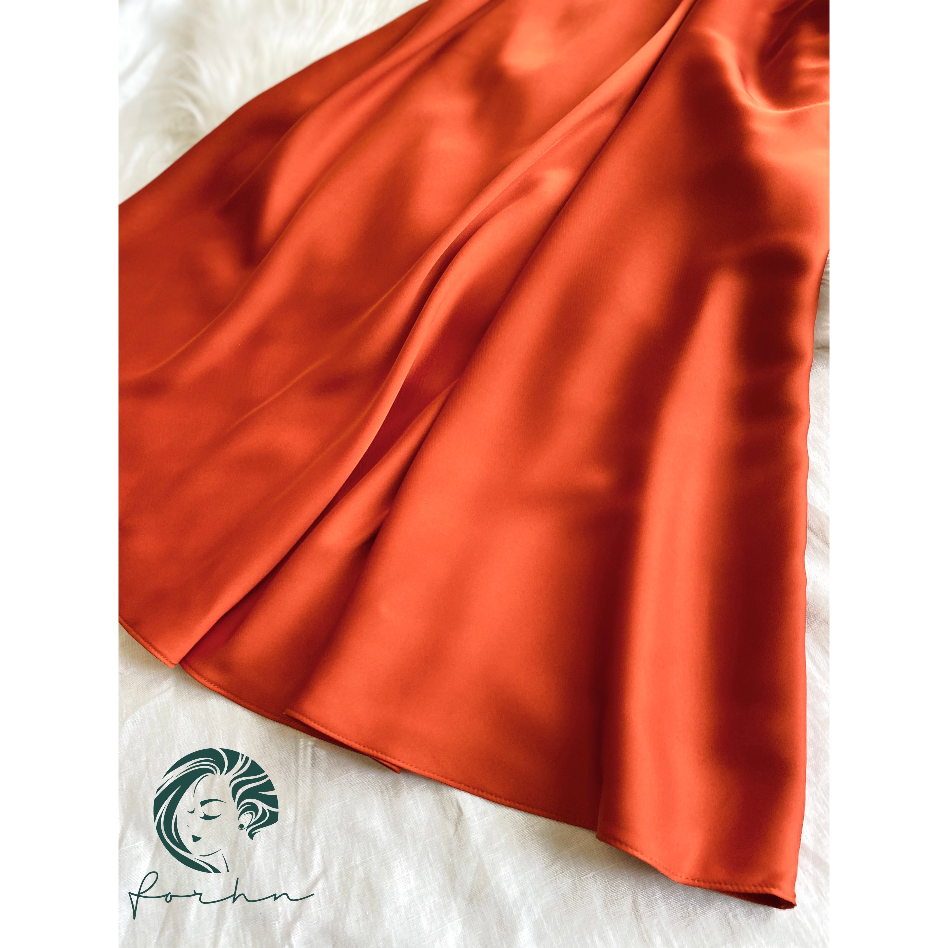 Burnt Orange Satin Slip Dress Cami Nightdress Kevacup1