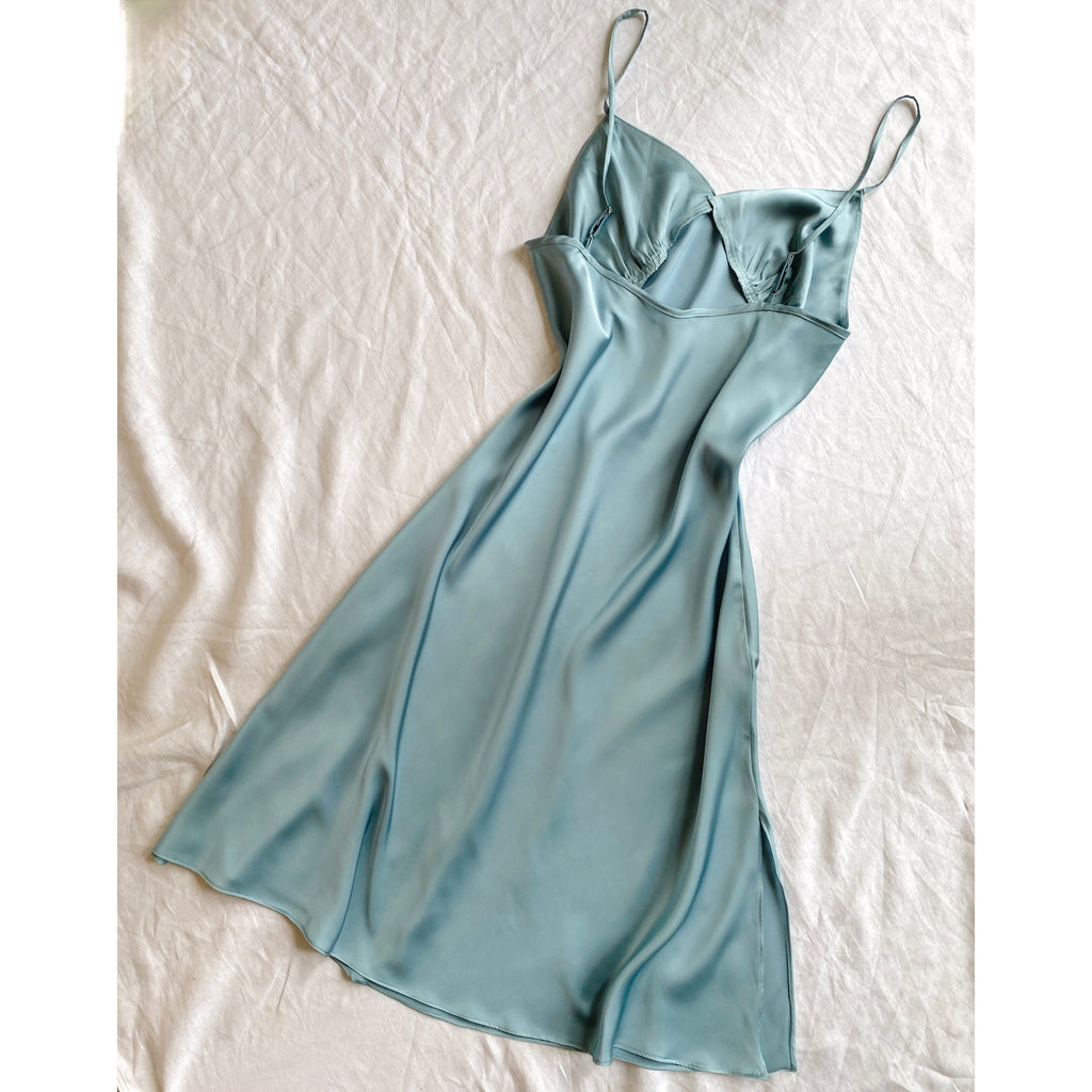 Moonlit Satin Slip Nightgown, Midi Slip Dress for Women
