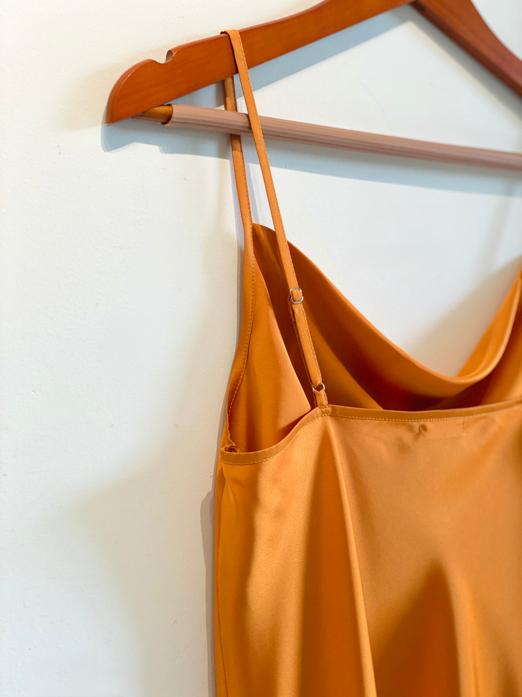 Satin Midi Slip Dress Cowl Neck in Pink, Red, Apricot/Burnt Orange, Silky Nightdress DRDO2