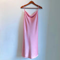 Satin Midi Slip Dress Cowl Neck in Pink, Red, Apricot/Burnt Orange, Silky Nightdress DRDO2