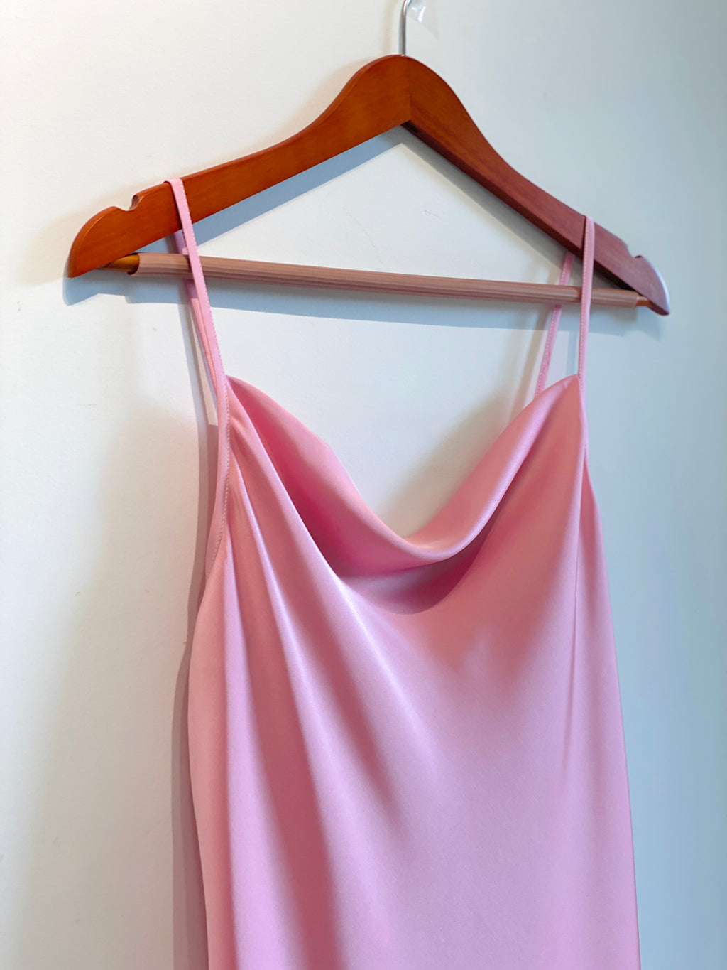 Satin Midi Slip Dress Cowl Neck in Pink, Red, Apricot/Burnt Orange, Silky Nightdress DRDO2