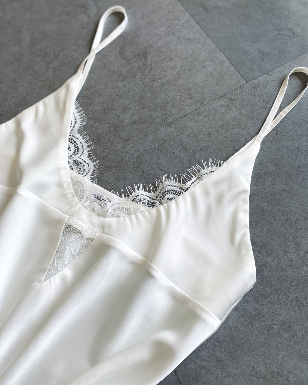 Lace Trim Silky Satin Slip Dress in Beige, White, Red, Romantic Nightgown, Bridal Lingerie, MISO