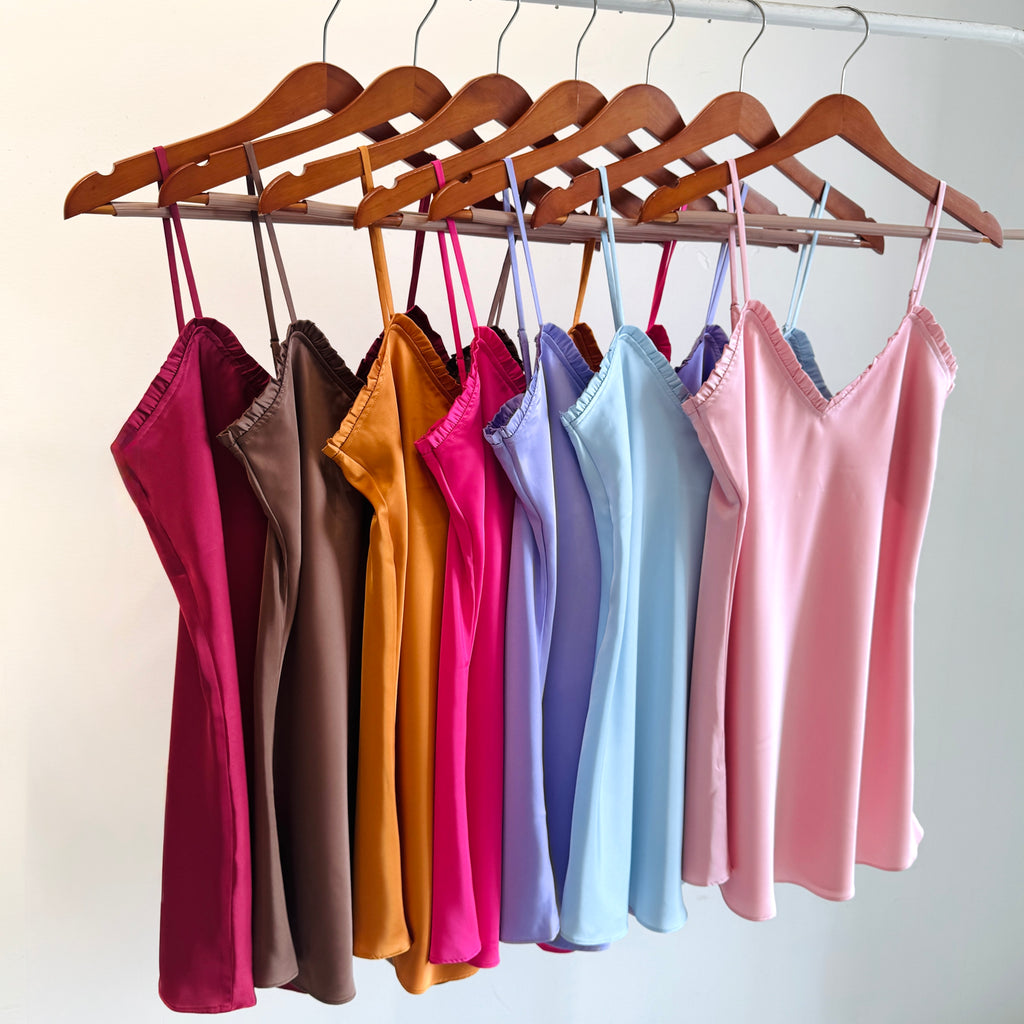 Silky Mini Slip Dress, Women's Nightwear, Romantic Sleep Dress, Custom Colors, Anna