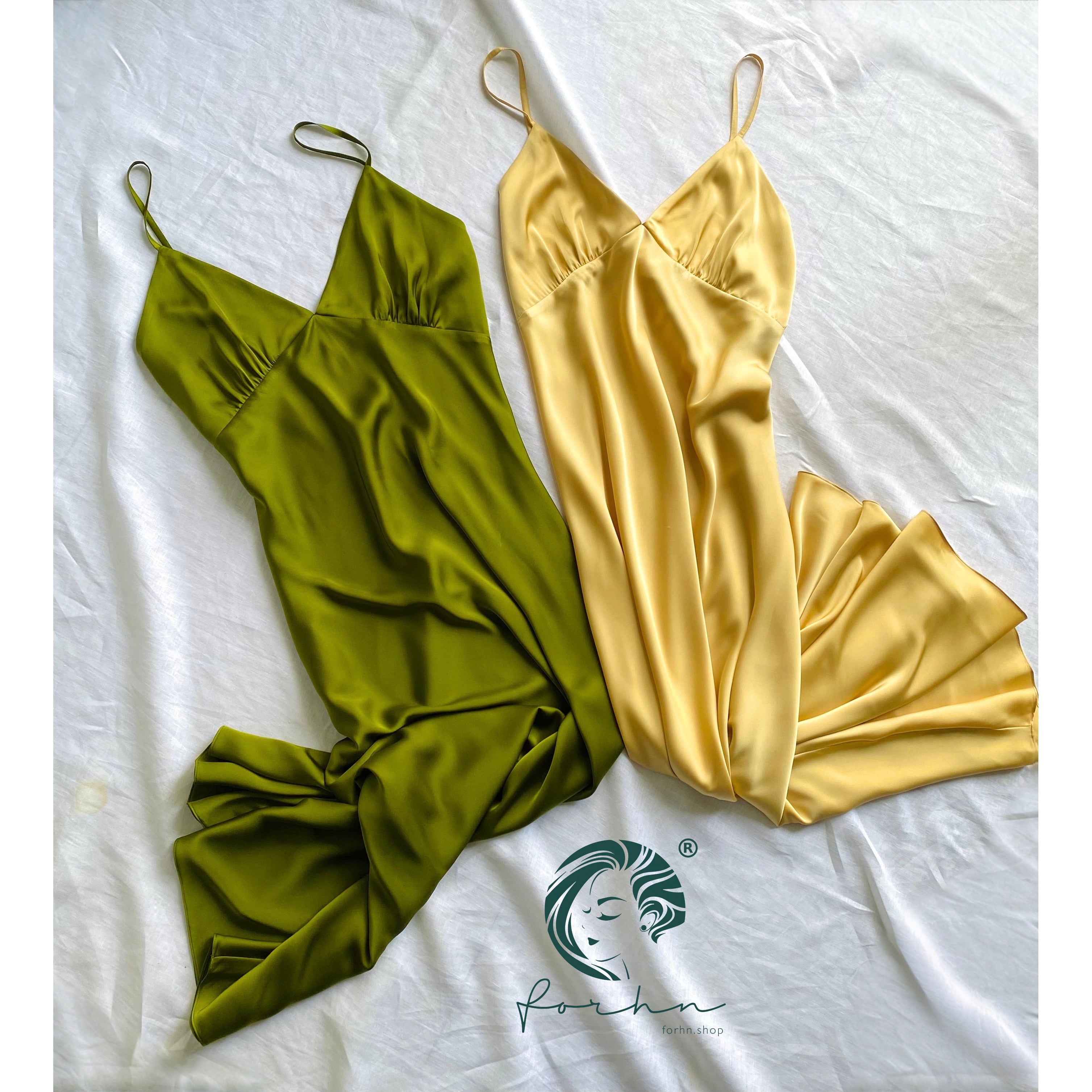 Grass Green Satin Robe| Long Silky Slip Dress Women's Kimono | Gift For Bride & Bridesmaid