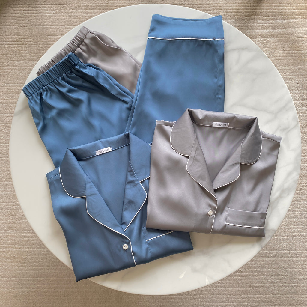 Satin Pajama Set, Short Sleeve Pants, Bridal Sleepwear, Mix PJ