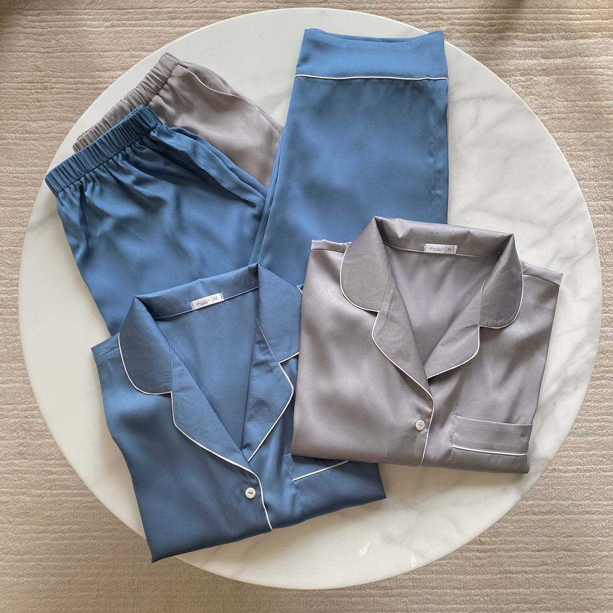 Satin Pajama Set, Short Sleeve Pants, Bridal Sleepwear, Mix PJ